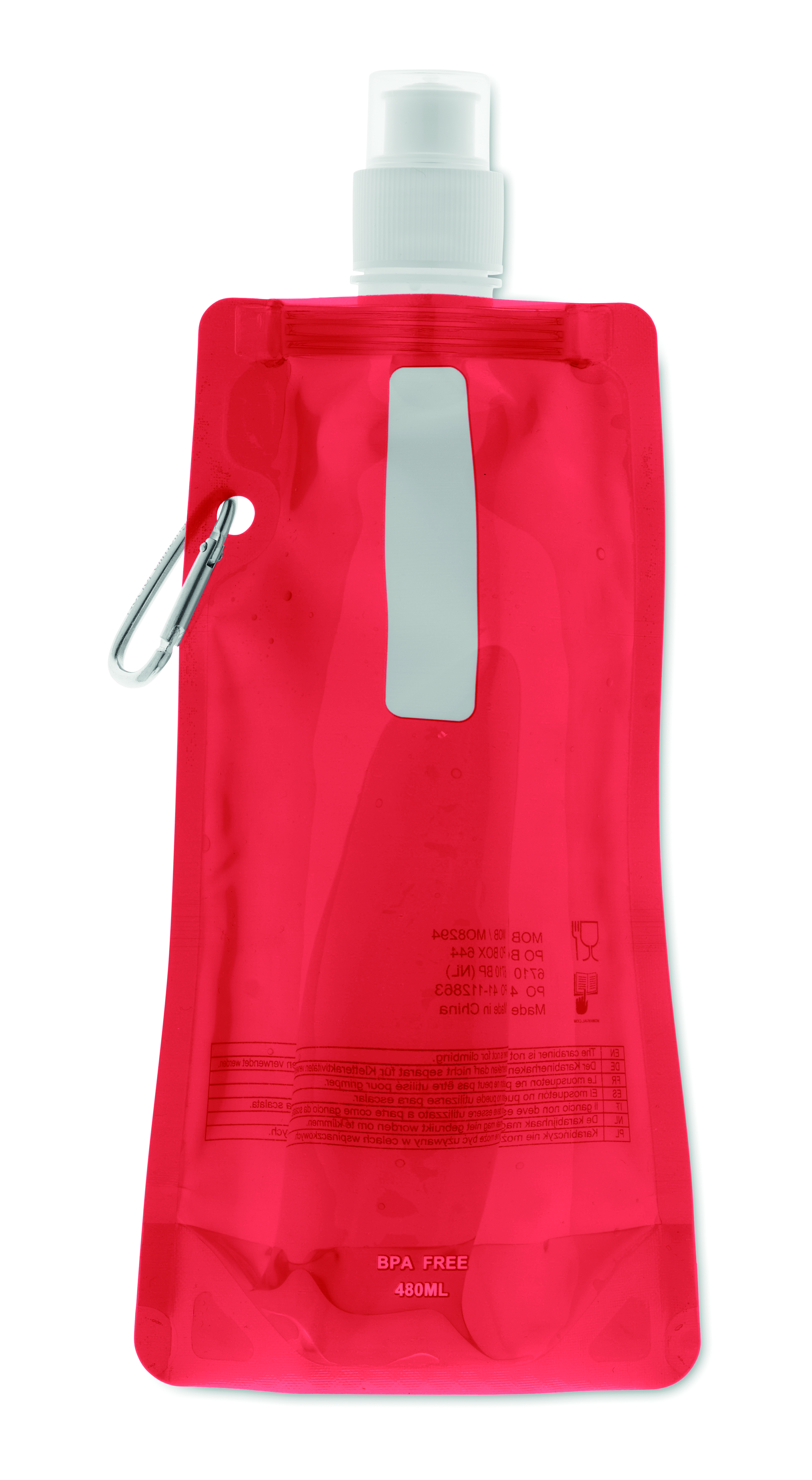 Faltbare Wasserflasche GATES aus PET, 480 ml – bedruckbar
