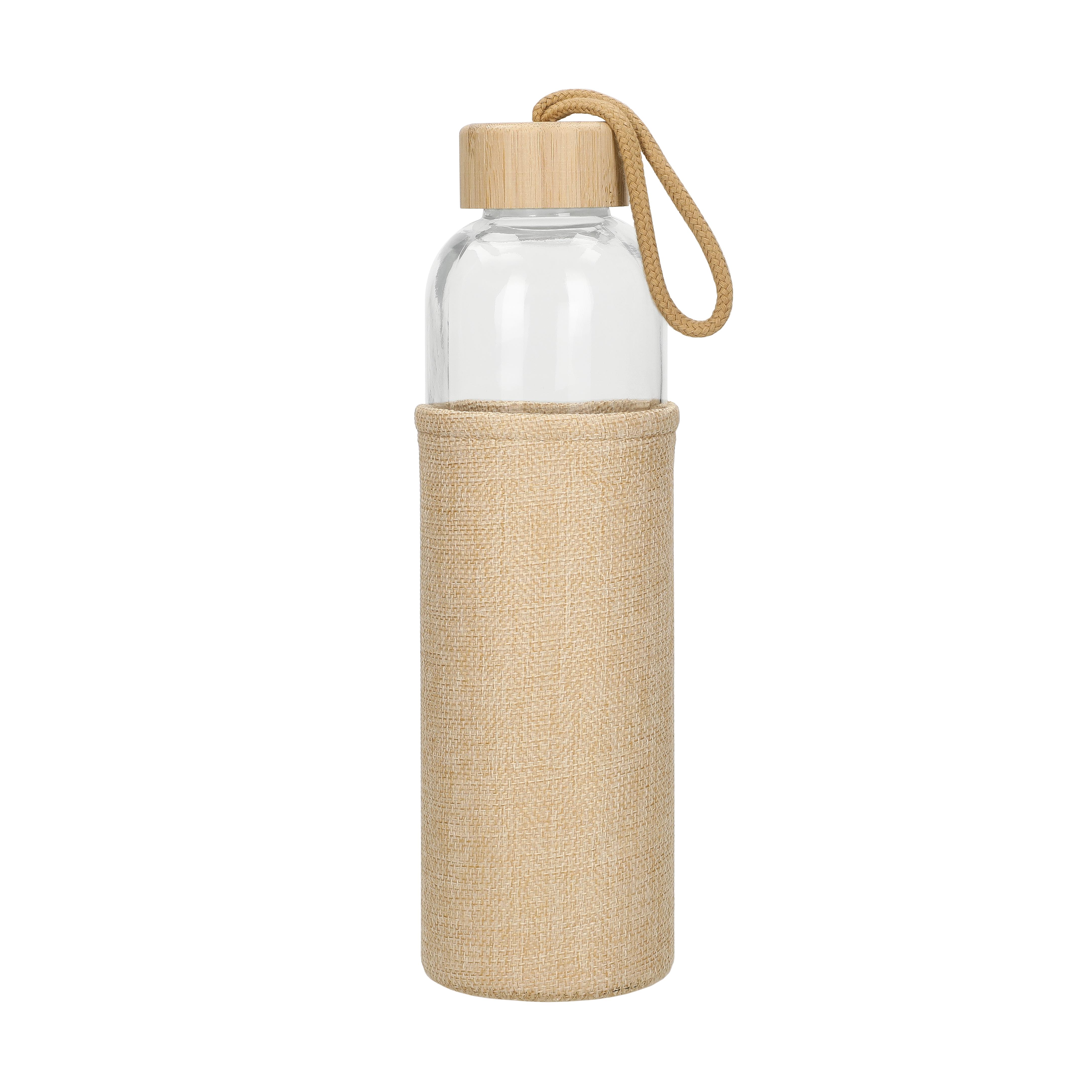 Glasflasche mit Hülle "Natural" 0,7l – Trinkflasche mit Bambusverschluss
