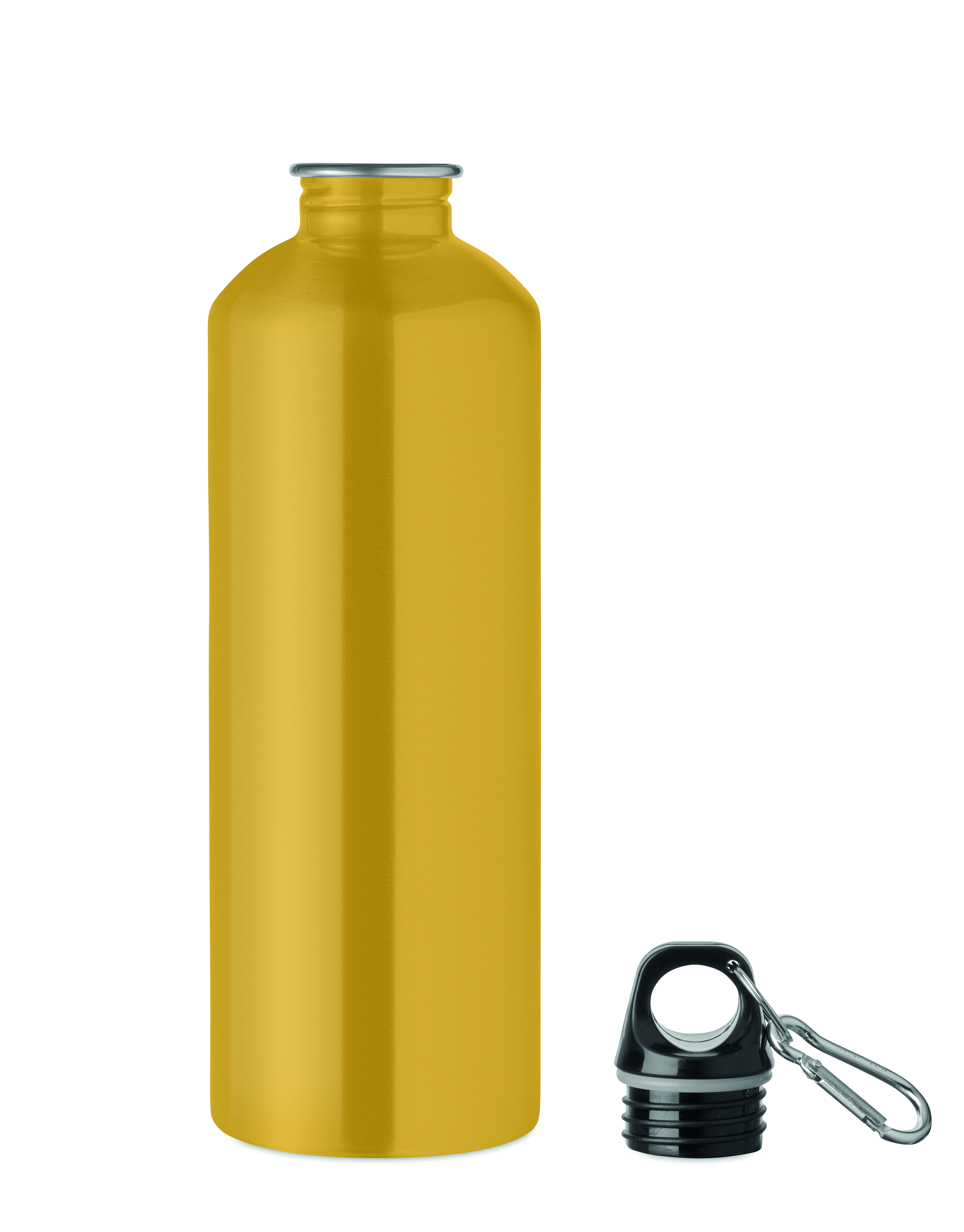 Edelstahl Trinkflasche 1000 ml einwandig mit Karabiner, bedruckbar
