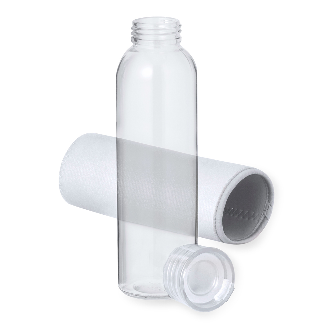 Trinkflasche Glas 500 ml mit Silikongriff & Softshell-Hülle, bedruckbar