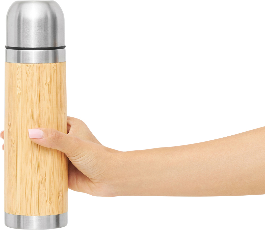 Vakuum-Isolierkanne BAMBOO SPACE - Edelstahl, Bambus, 450 ml, bedruckbar