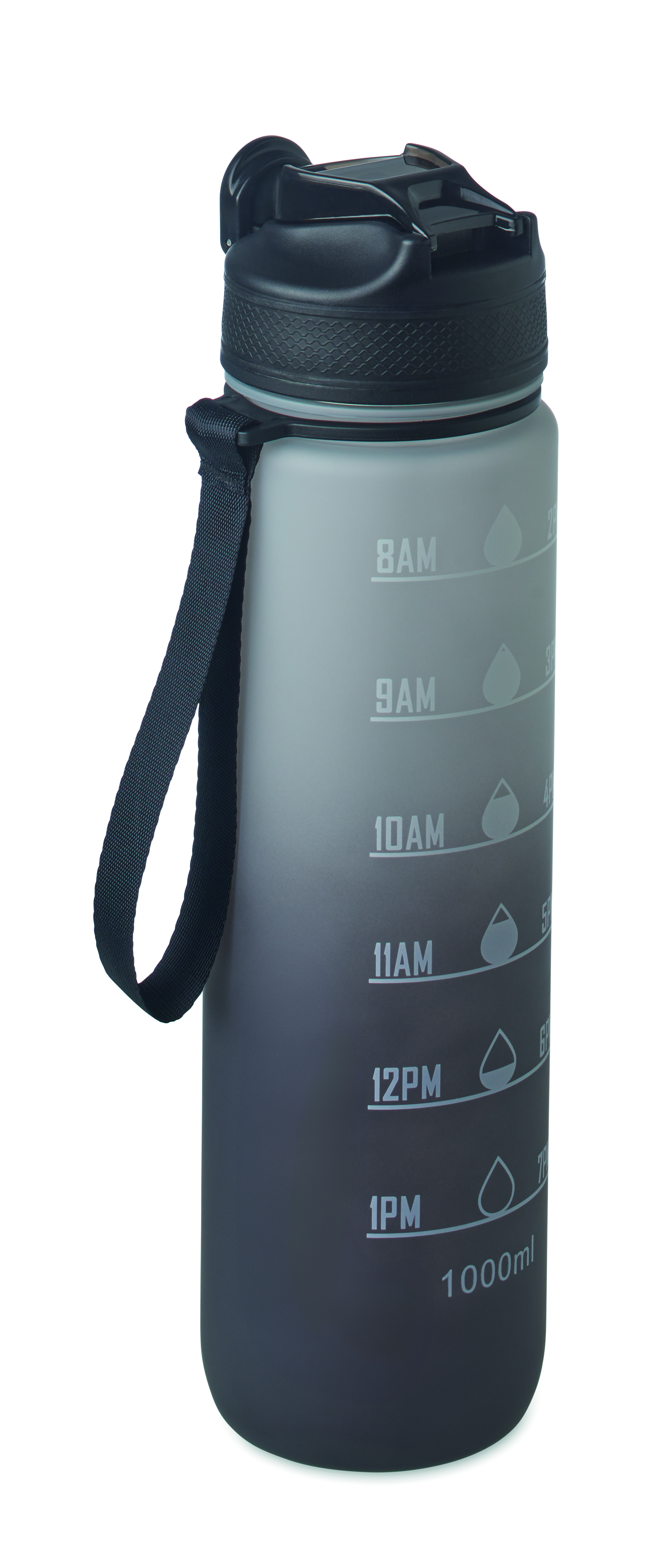 Sport-Trinkflasche RPET 1L ACTIVATE mit Trinkhalm & Zeitmarkierung