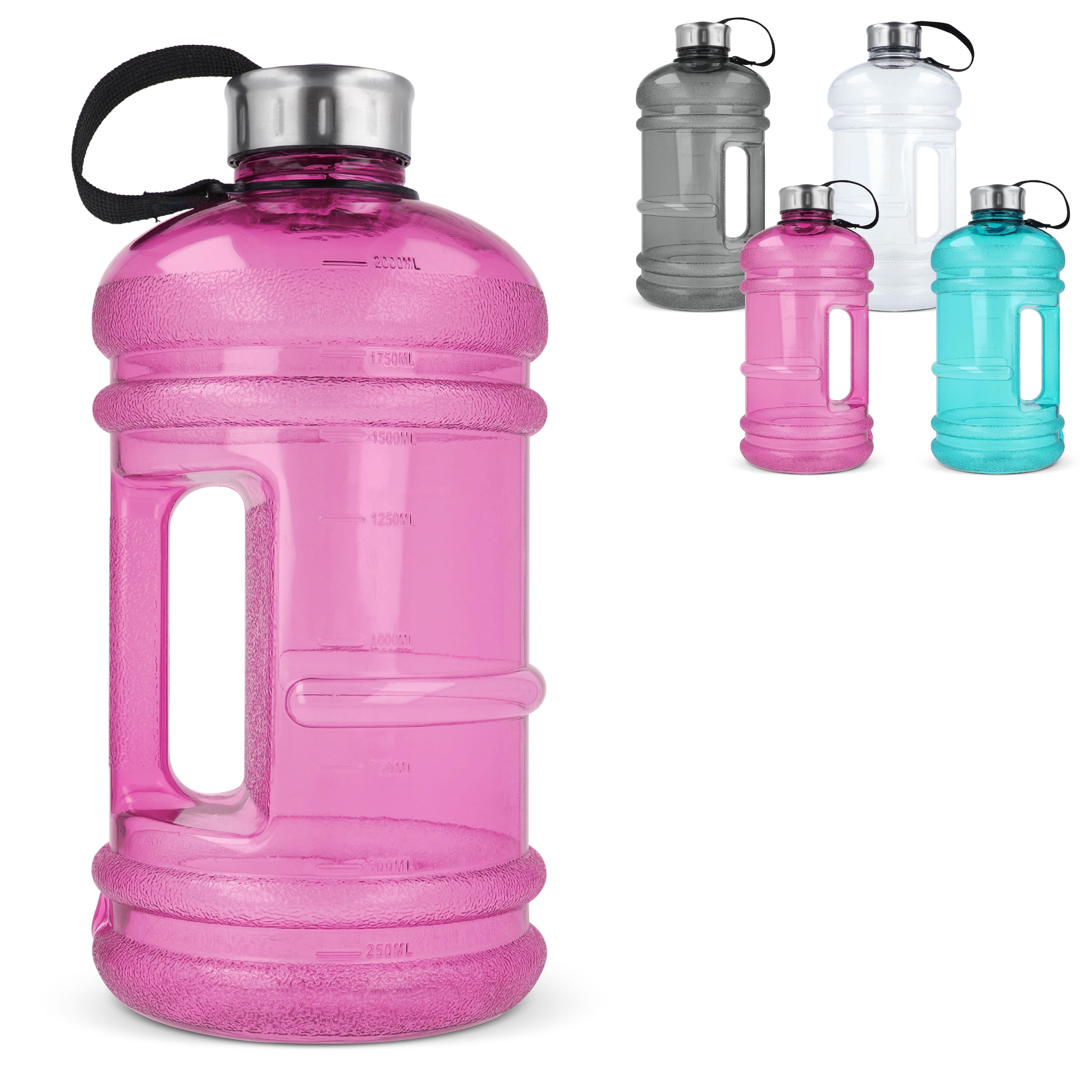 Trinkflasche 2,2 L XXL aus R-PETG, GRS-zertifiziert - bedruckbar