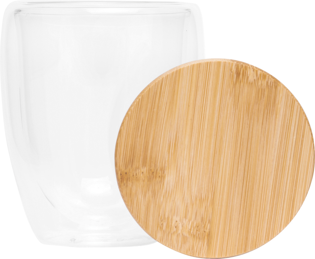 Doppelwandiges Glas BAMBOO ART M, ca. 350 ml, Bambusdeckel – bedruckbar