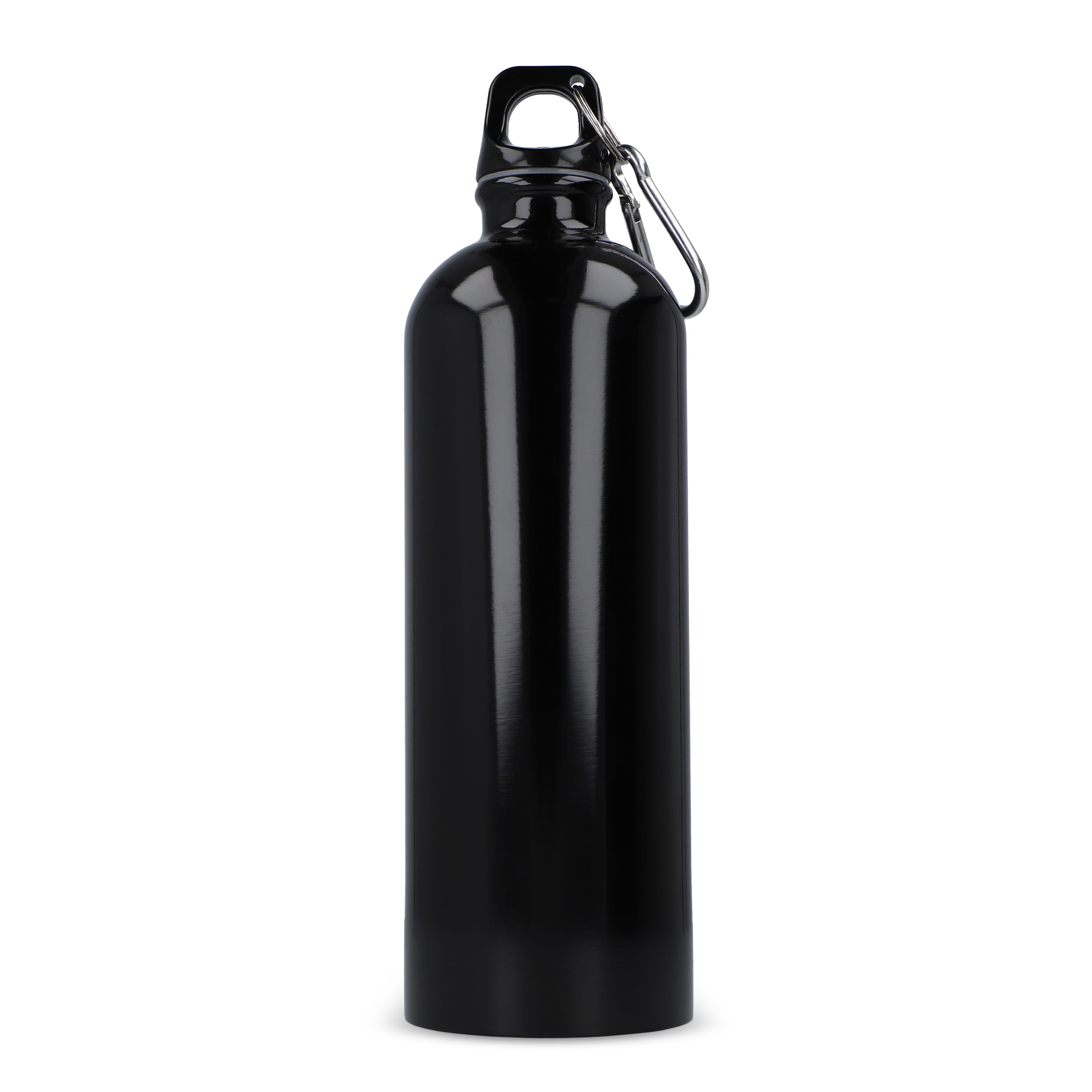 Edelstahl-Trinkflasche 750ml einwandig mit Karabiner, recycelt
