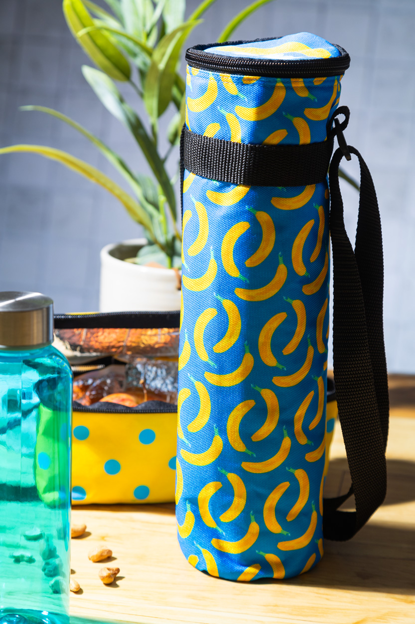 Flaschen-Kühltasche CreaCool Aqua aus RPET, für 1,5 l, bedruckbar