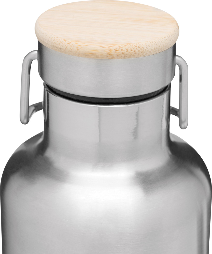 Vakuum-Isolierflasche JUMBO MILITARY 1000 ml Edelstahl mit Bambusdeckel