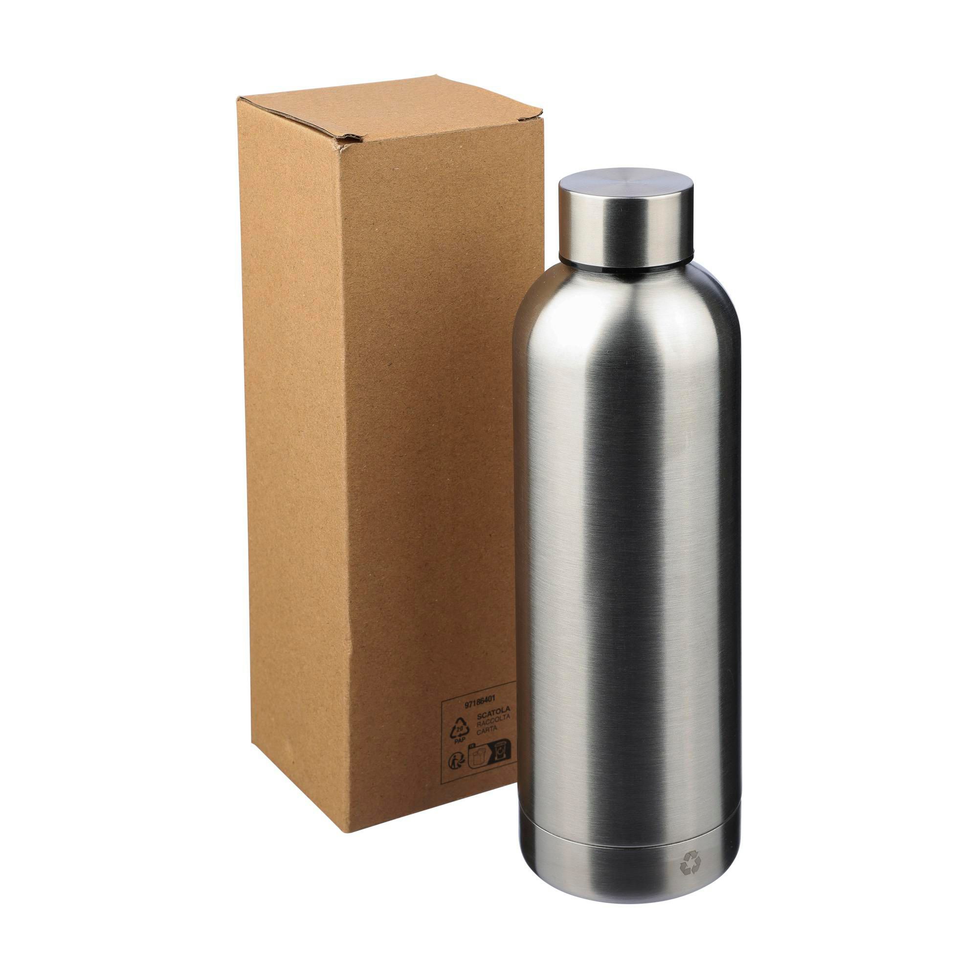Edelstahl-Trinkflasche recycelt, 500 ml, doppelwandig, bedruckbar
