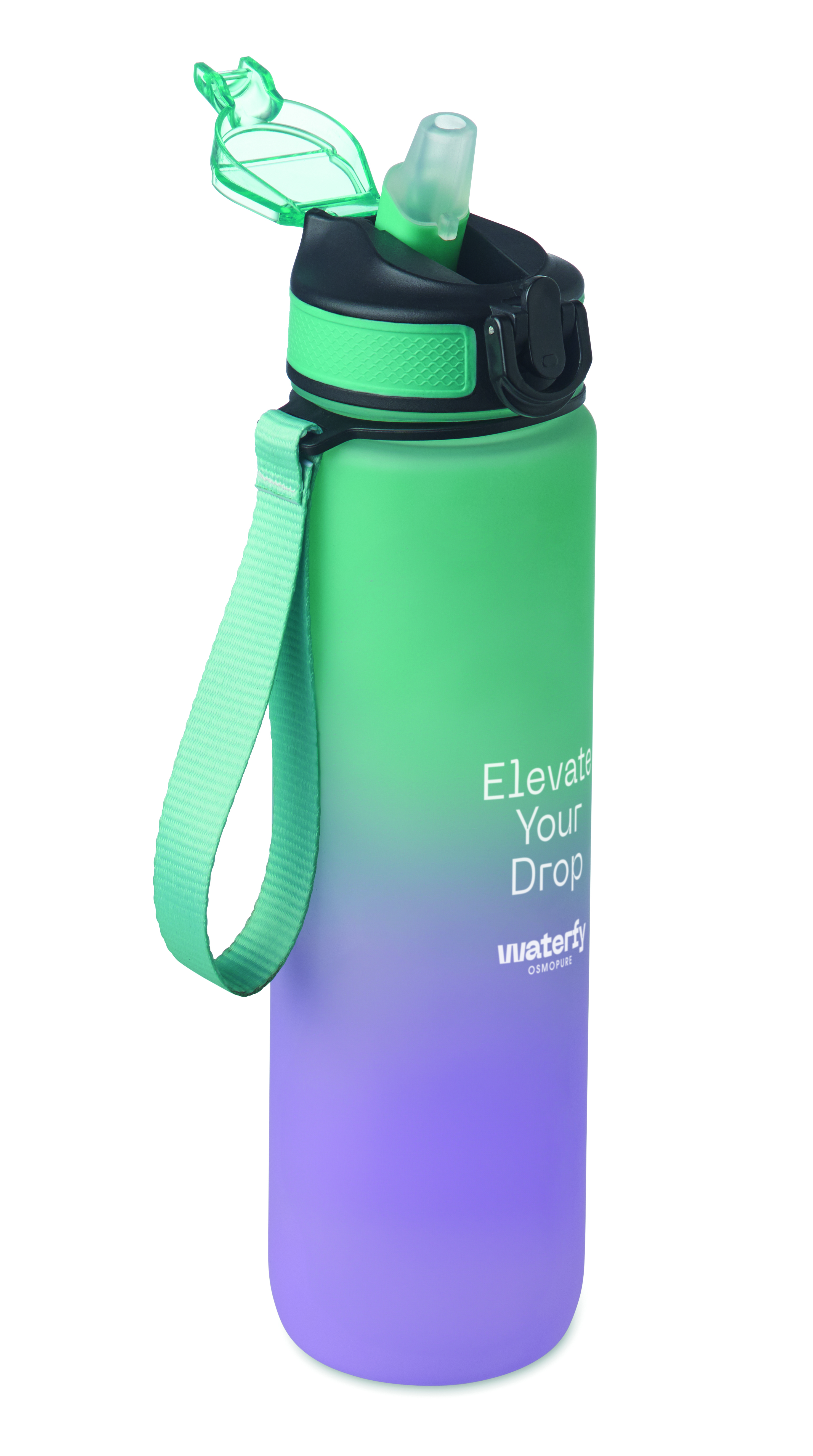 Sport-Trinkflasche RPET 1L ACTIVATE mit Trinkhalm & Zeitmarkierung