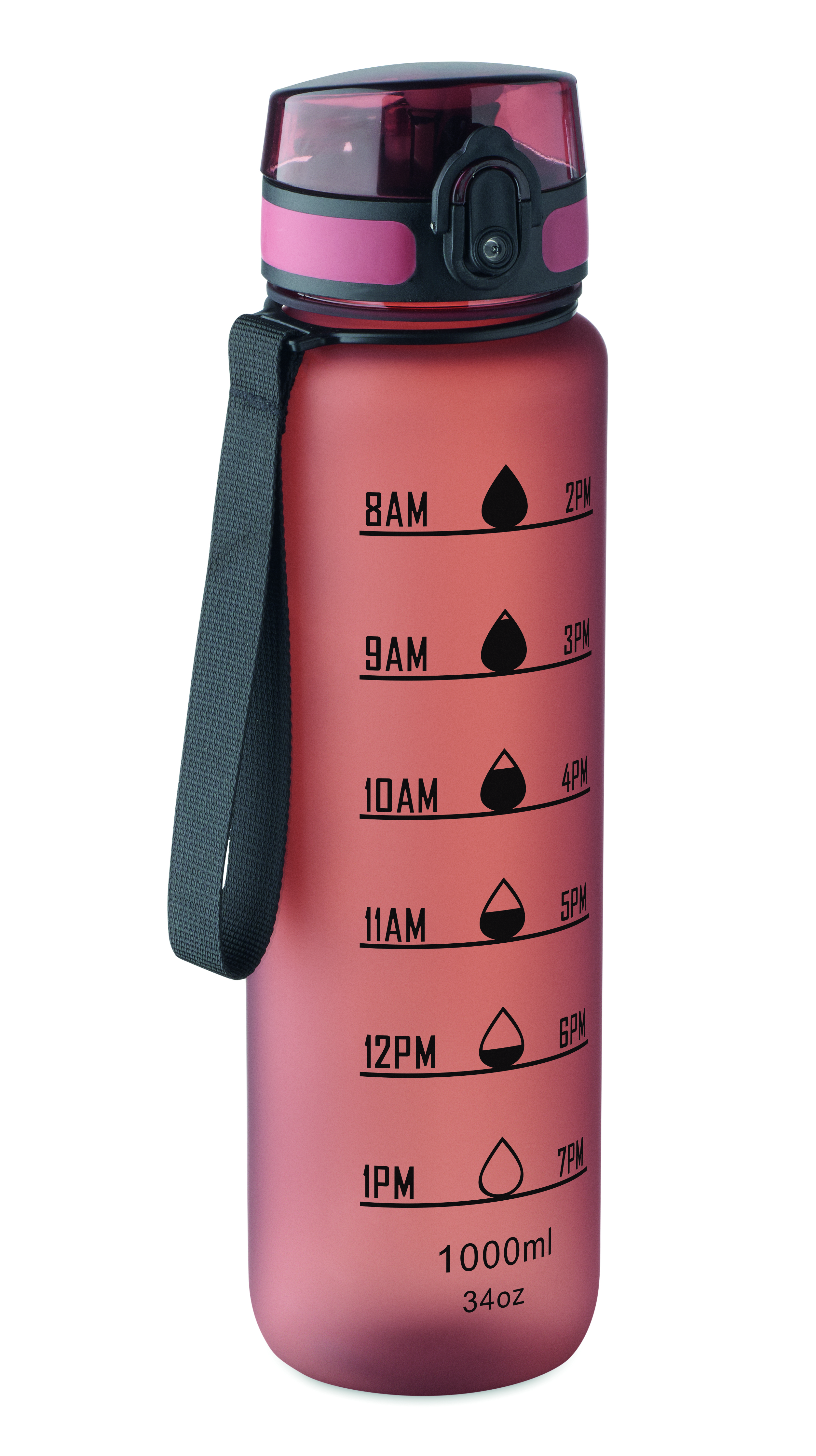 Sport-Trinkflasche RPET 1L ISFORDEN MARK – bedruckbar, mit Trageriemen