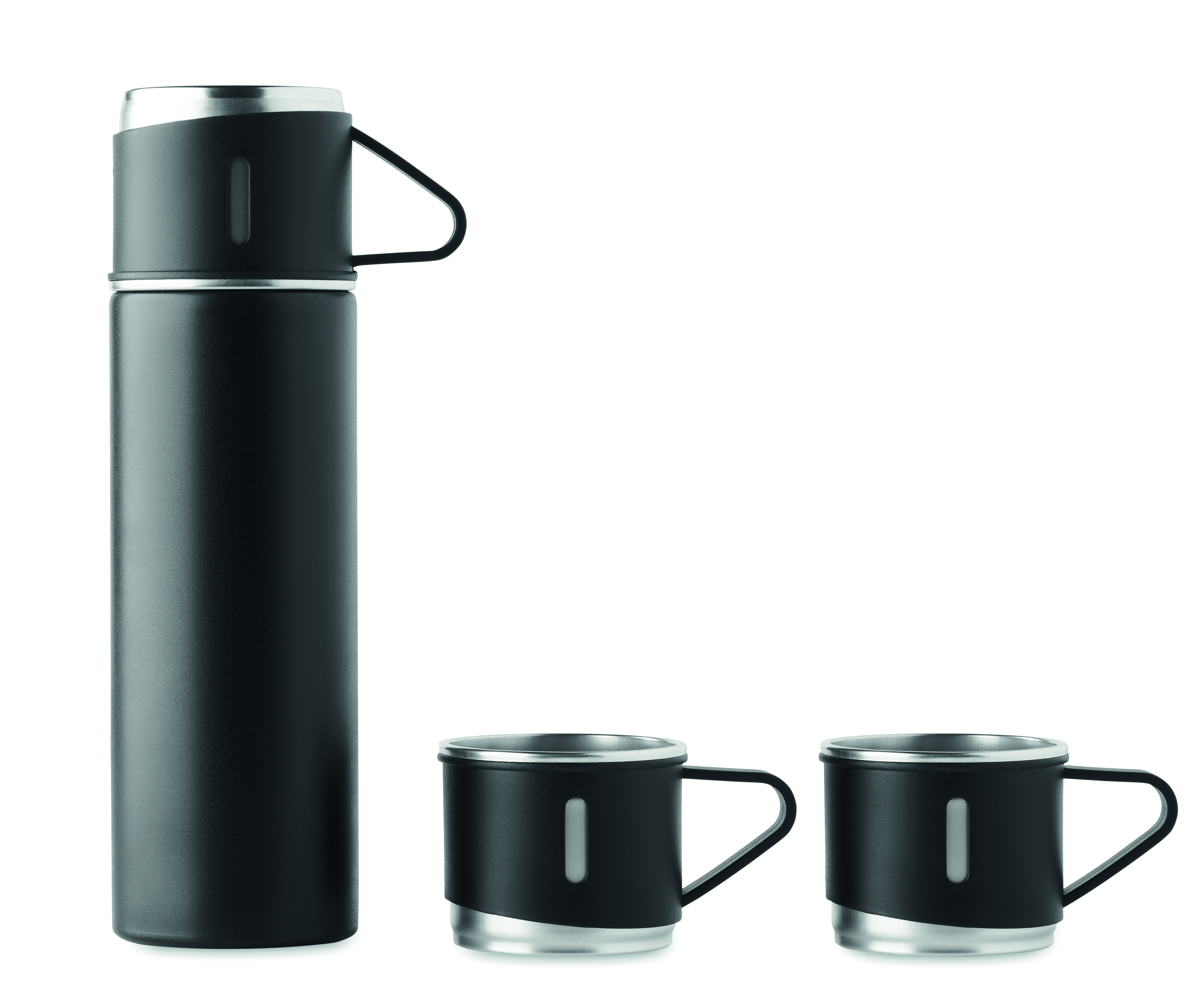Edelstahl Isolierflaschen-Set SHARM 4-tlg. mit Bechern 420 ml bedruckbar