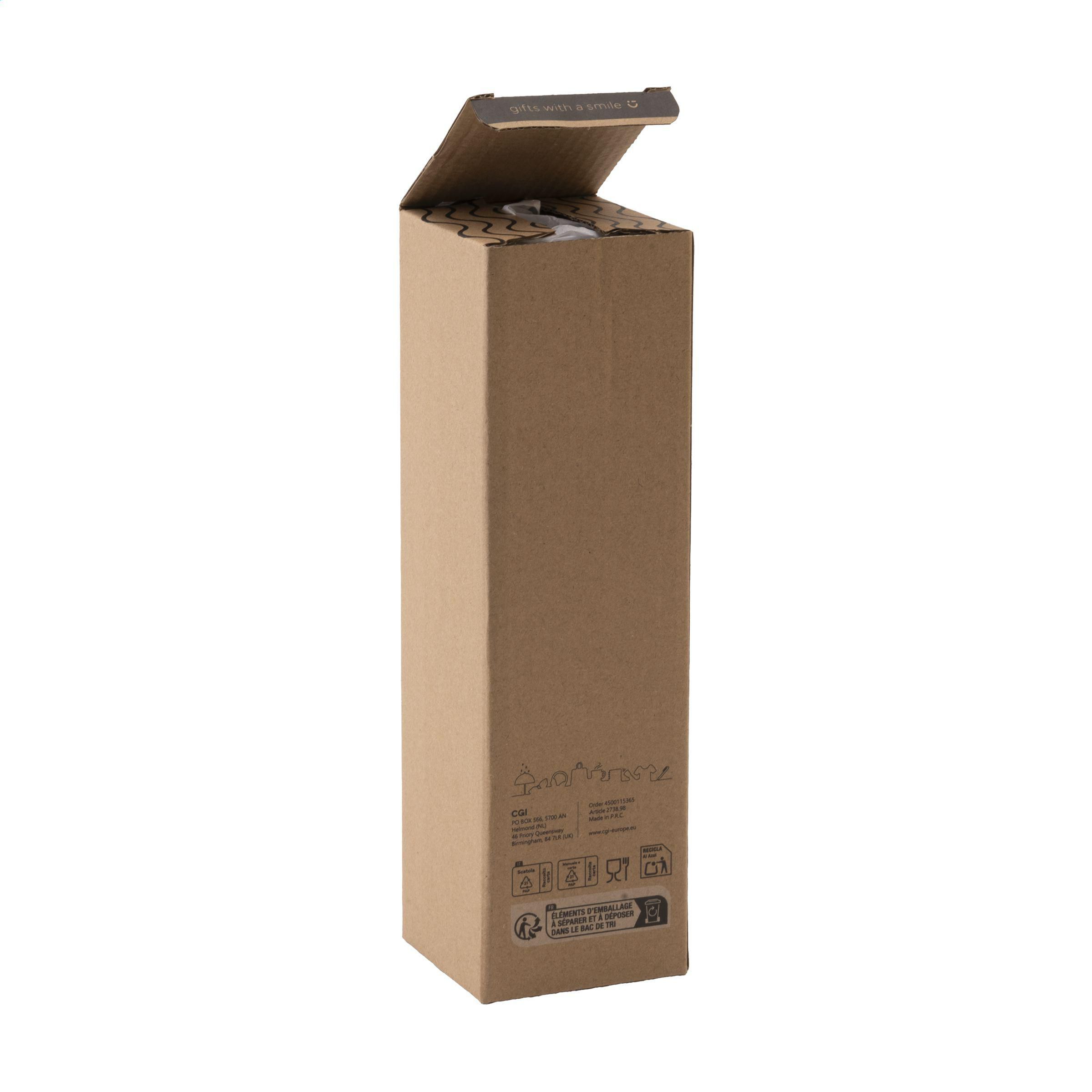 Glas-Trinkflasche 750 ml mit Neoprenhülle, Edelstahlverschluss – bedruckbar