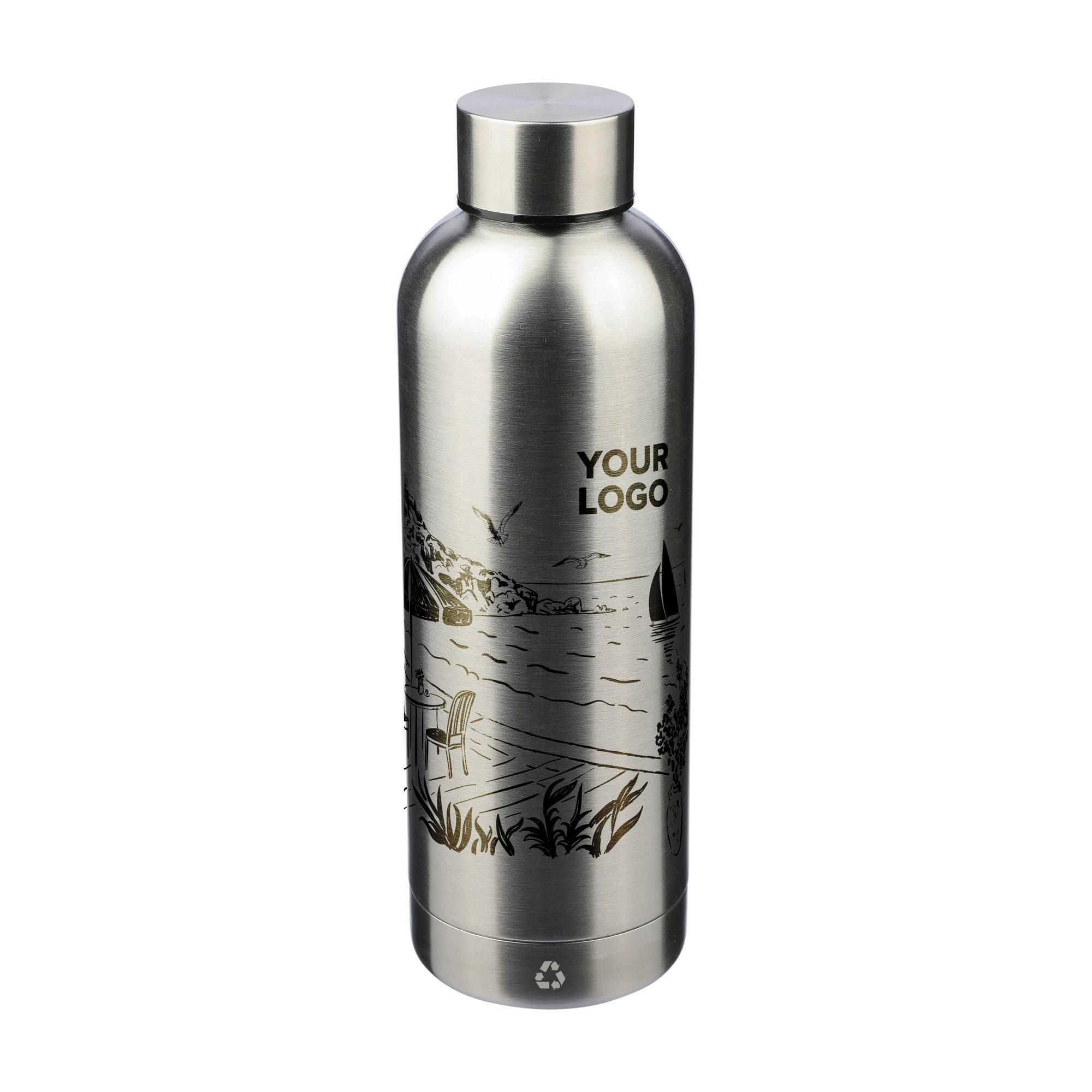 Edelstahl-Trinkflasche recycelt, 500 ml, doppelwandig, bedruckbar