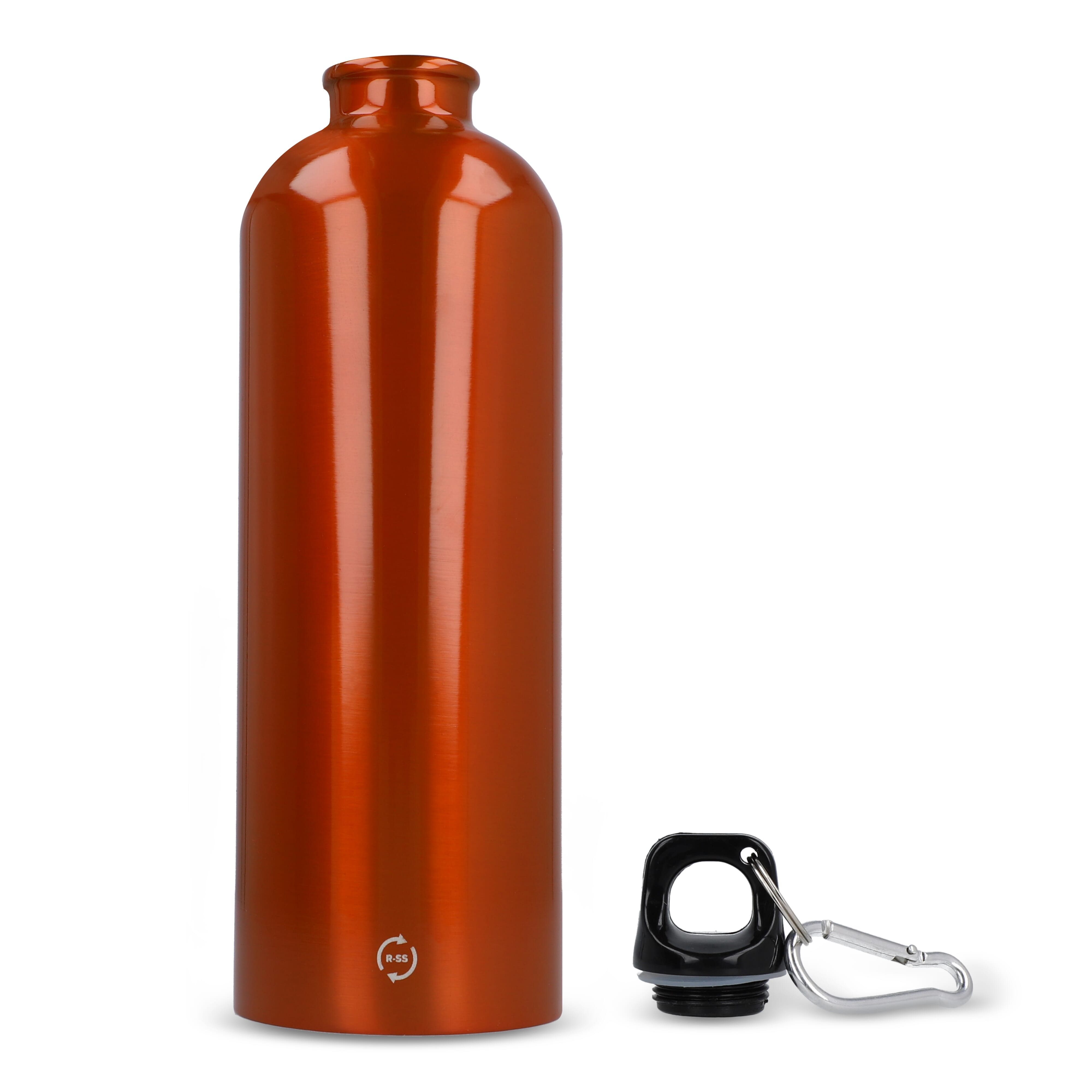 Edelstahl-Trinkflasche 750ml einwandig mit Karabiner, recycelt