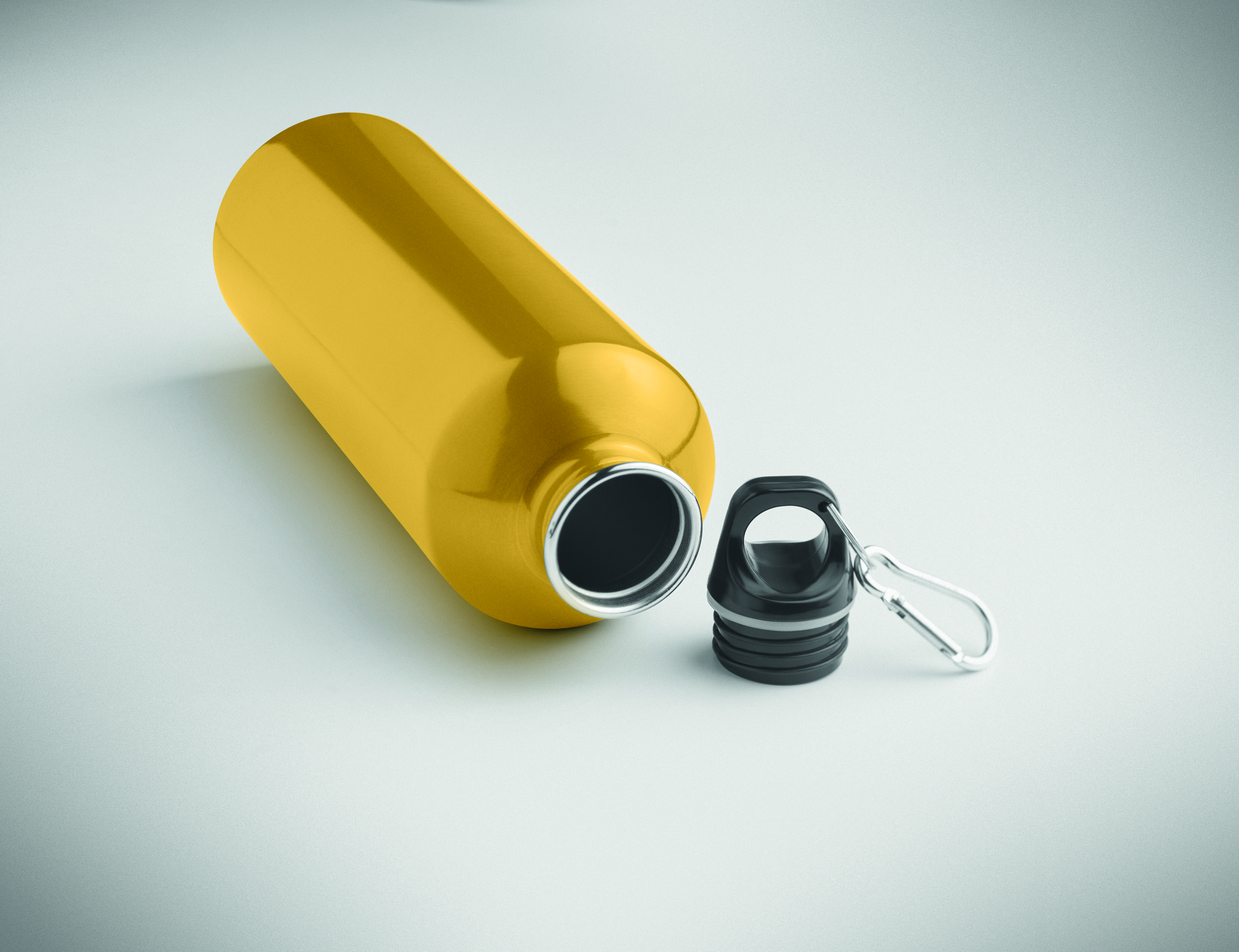 Edelstahl Trinkflasche 1000 ml einwandig mit Karabiner, bedruckbar