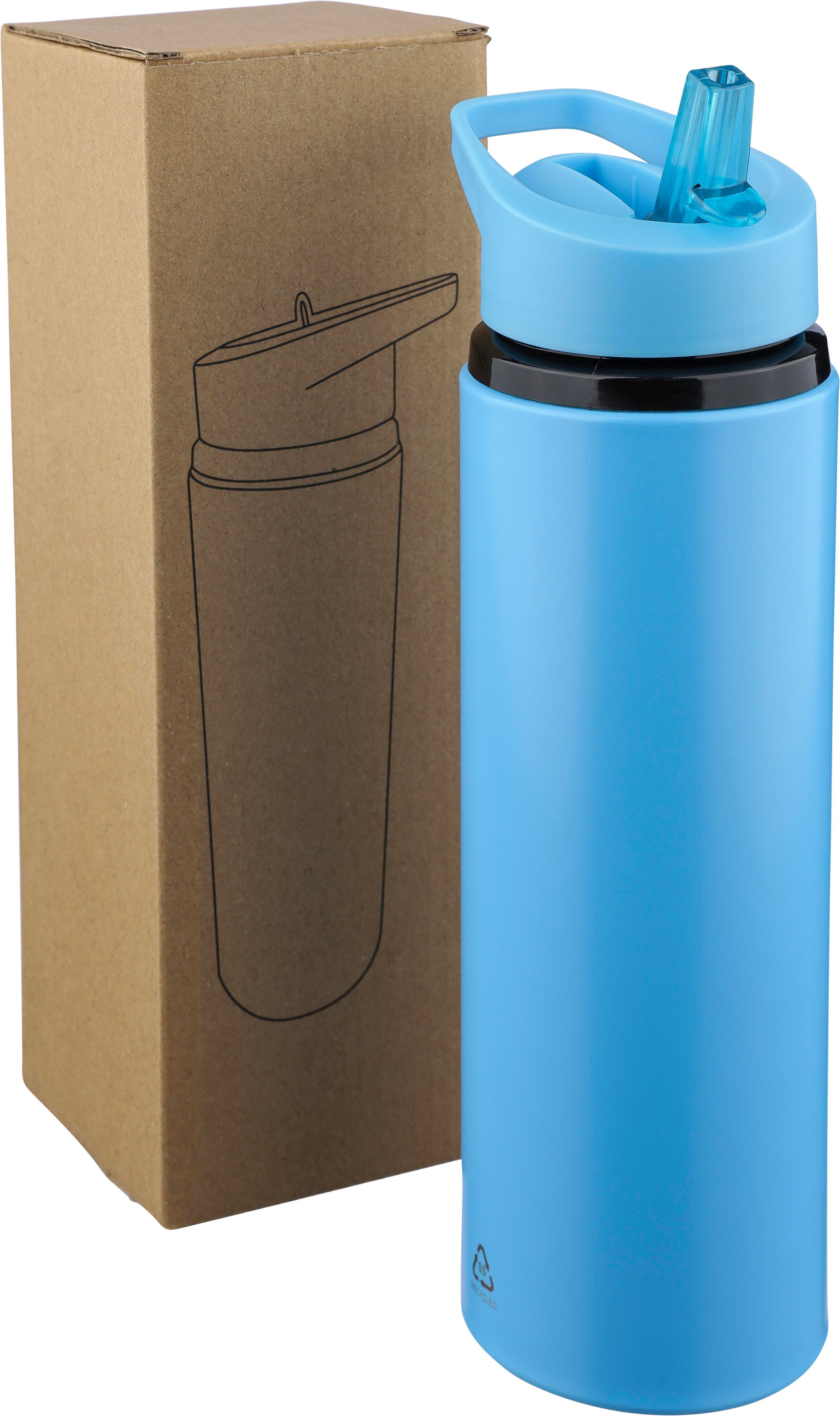 Trinkflasche Edelstahl 500 ml Zeno – recycelt, mit Strohhalm, bedruckbar