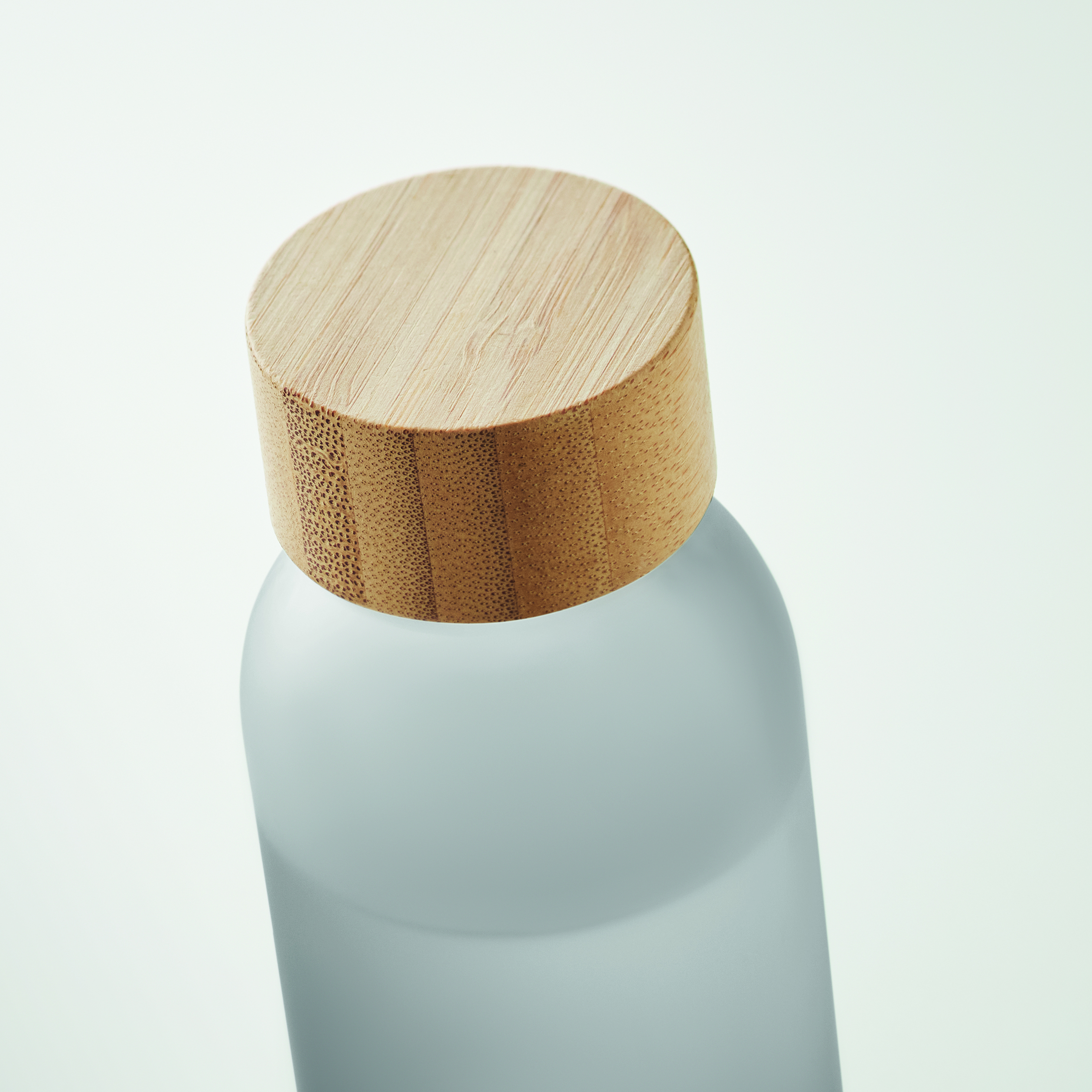 Glasflasche 500 ml mit Bambusdeckel - bedruckbar, auslaufsicher
