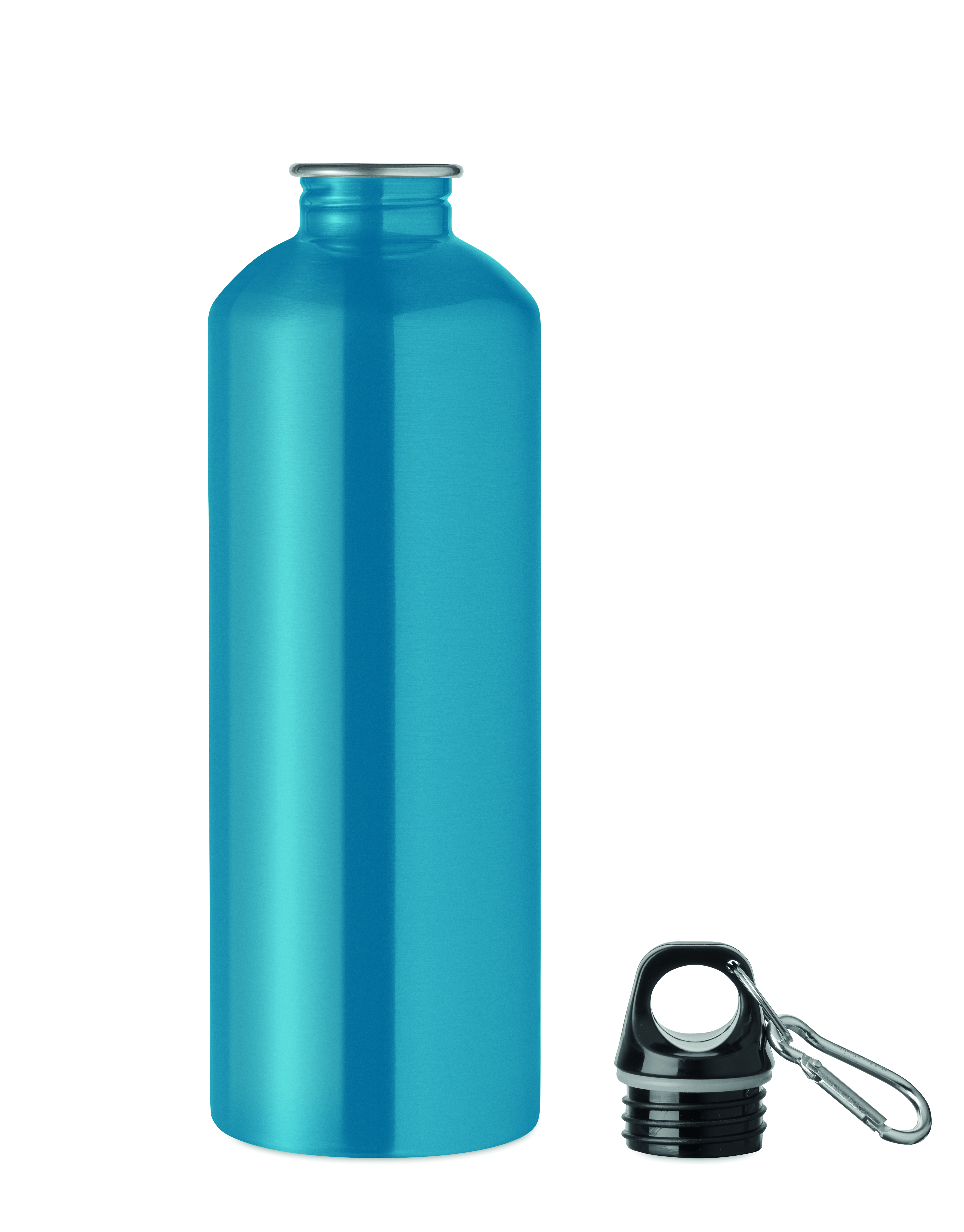 Edelstahl Trinkflasche 1000 ml einwandig mit Karabiner, bedruckbar
