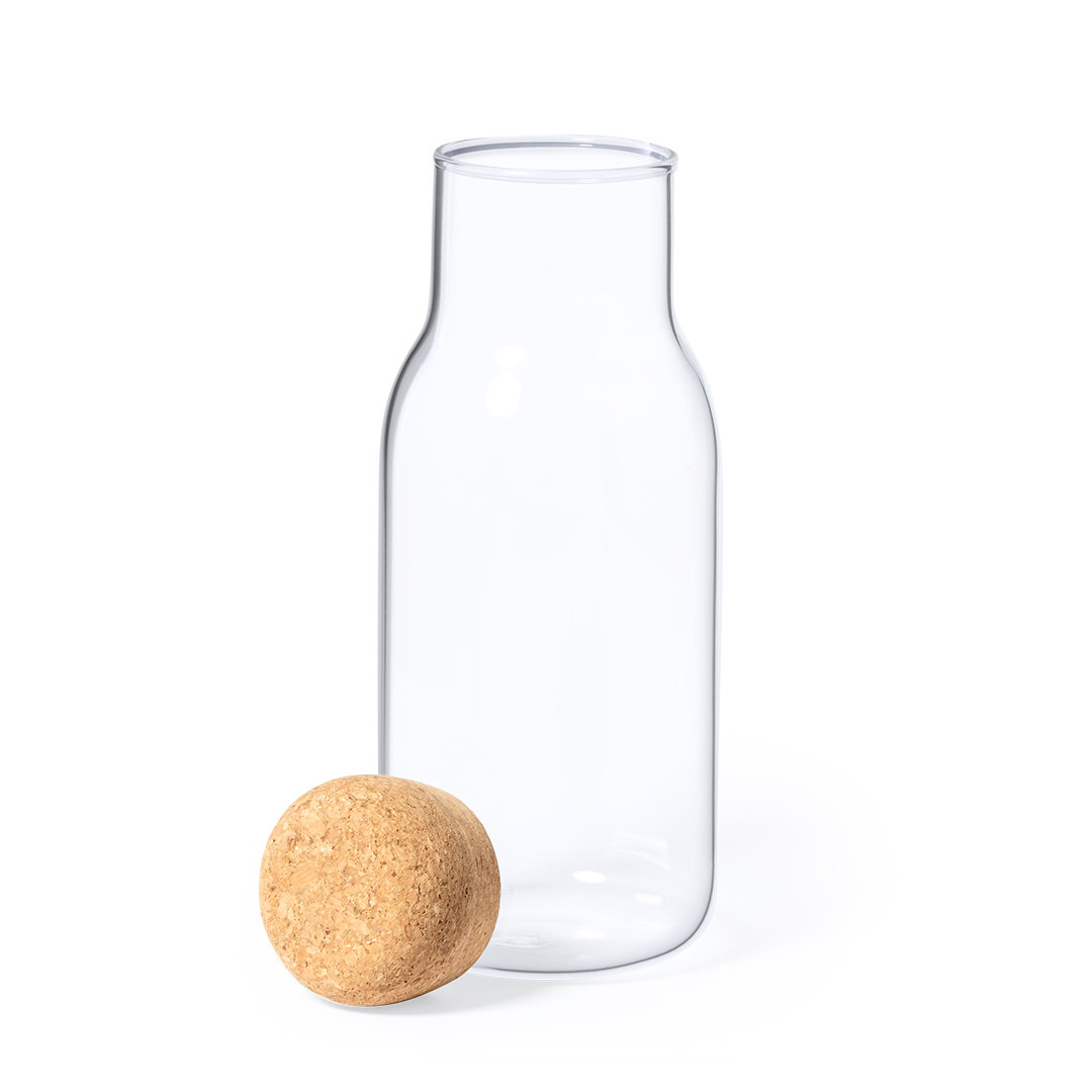 Trinkflasche Ricadel 800 ml – Borosilikatglas mit Korkdeckel, bedruckbar
