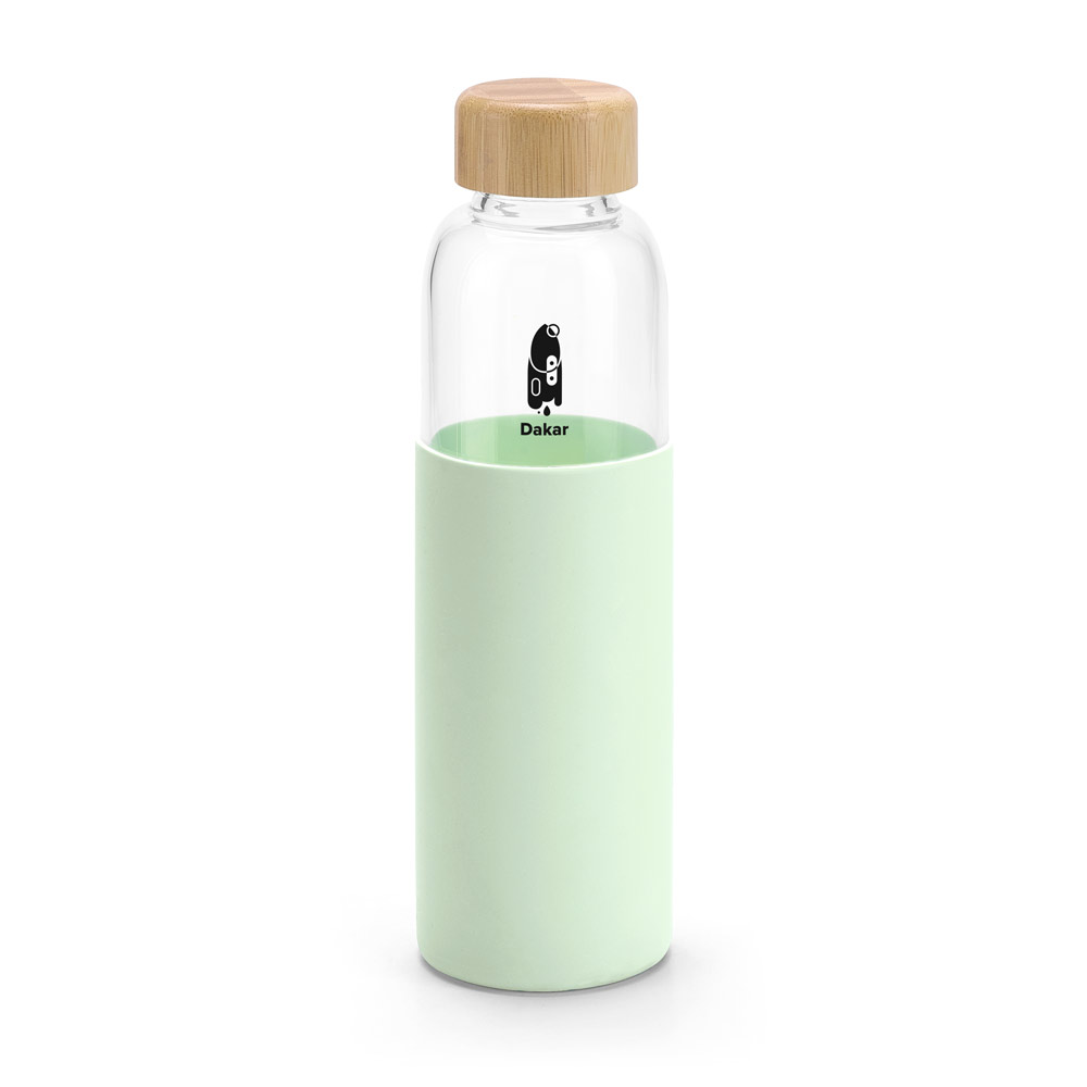 Glasflasche Bambus 600 ml – Borosilikatglas Trinkflasche bedruckbar