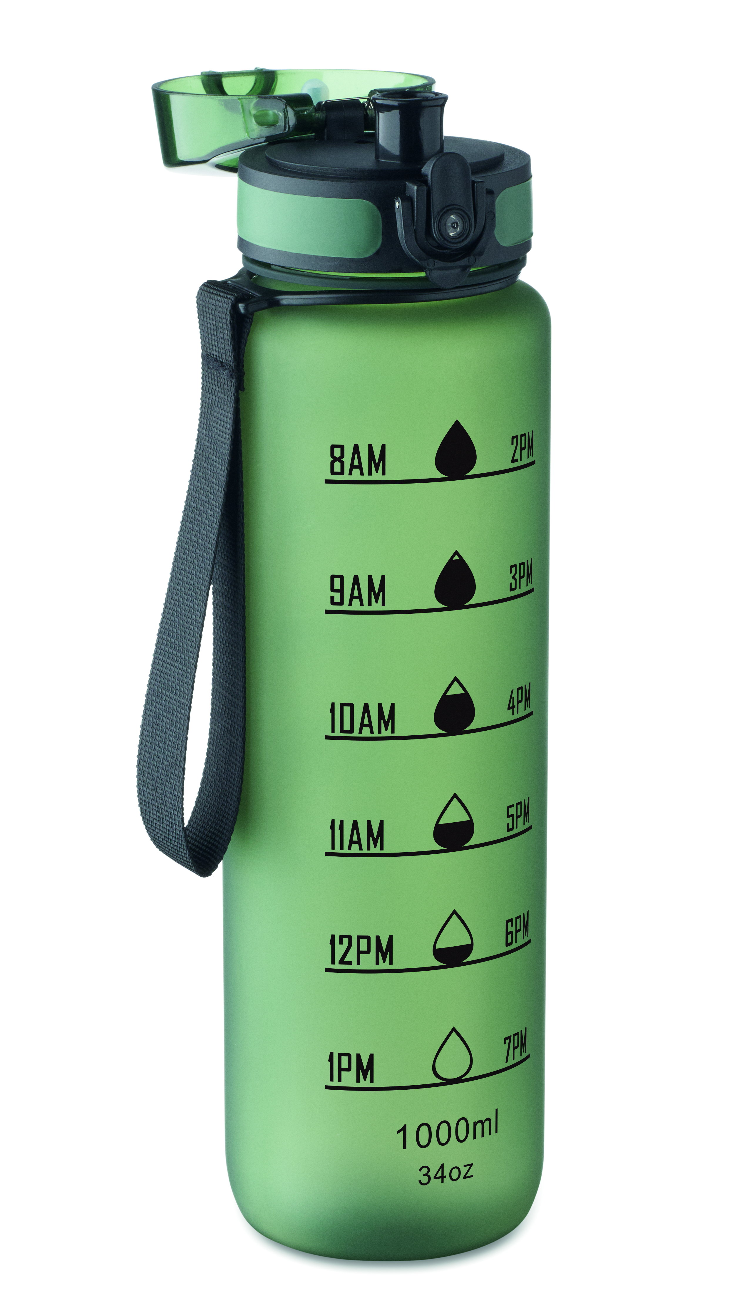 Sport-Trinkflasche RPET 1L ISFORDEN MARK – bedruckbar, mit Trageriemen