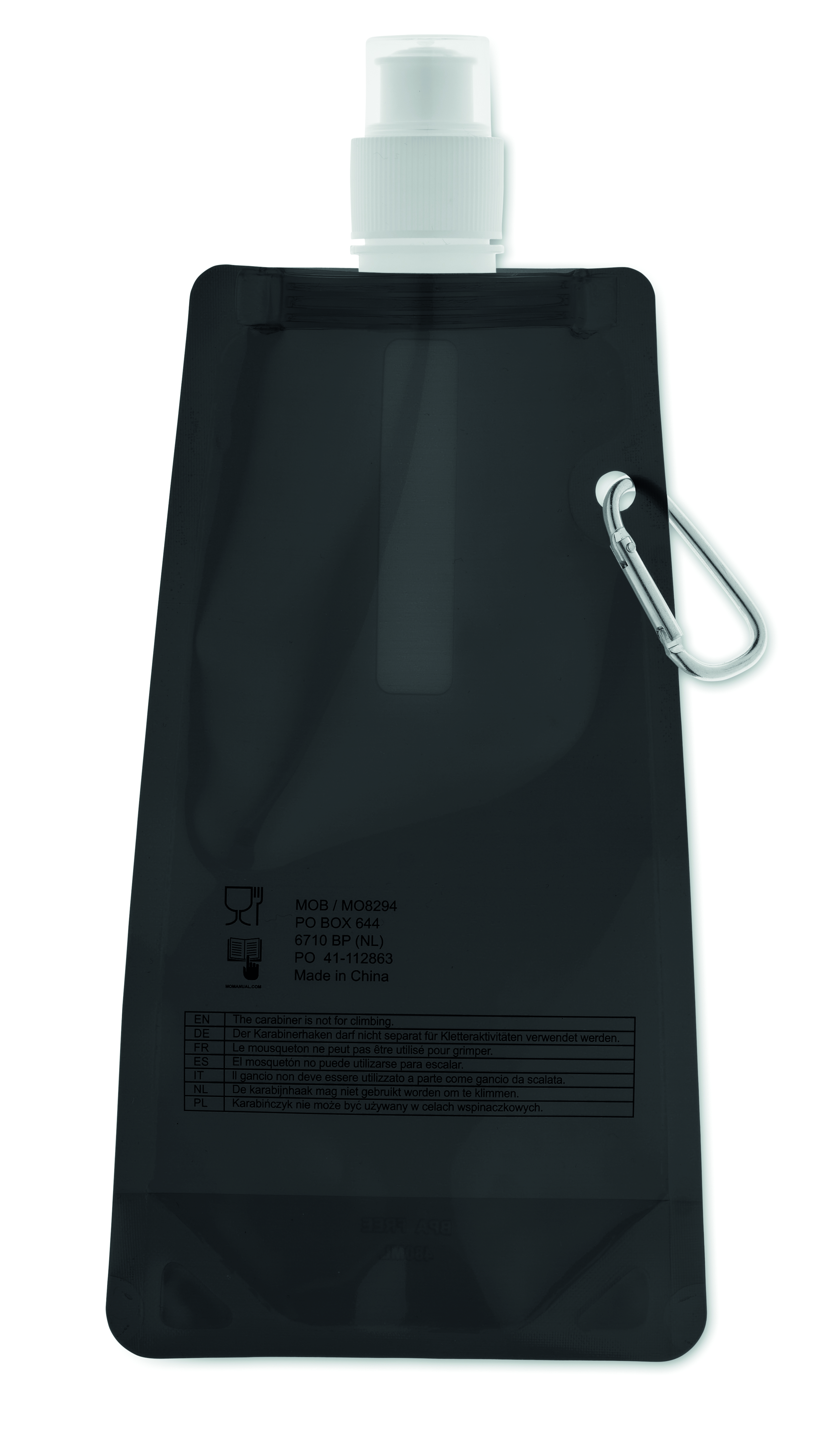 Faltbare Wasserflasche GATES aus PET, 480 ml – bedruckbar