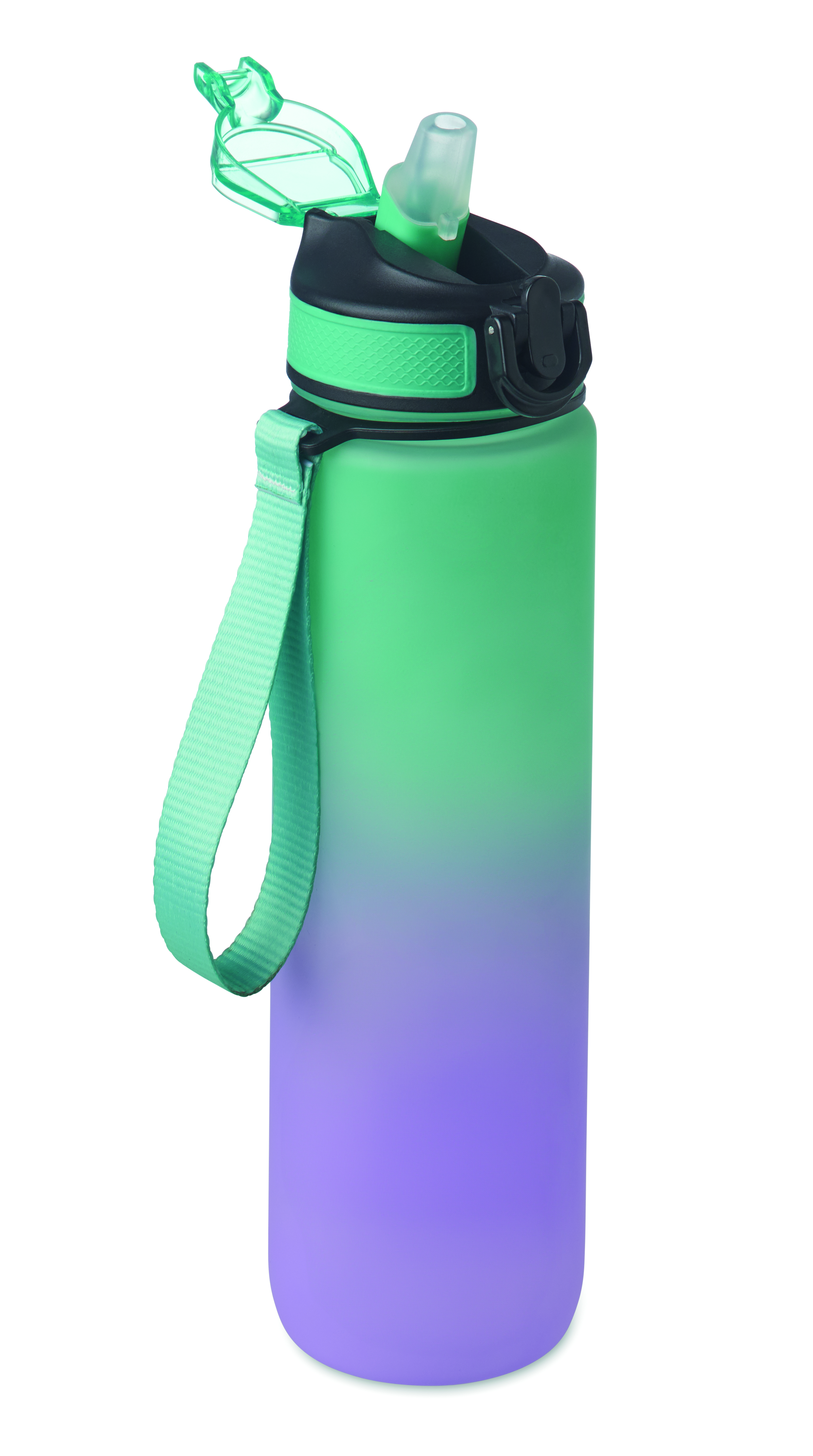 Sport-Trinkflasche RPET 1L ACTIVATE mit Trinkhalm & Zeitmarkierung