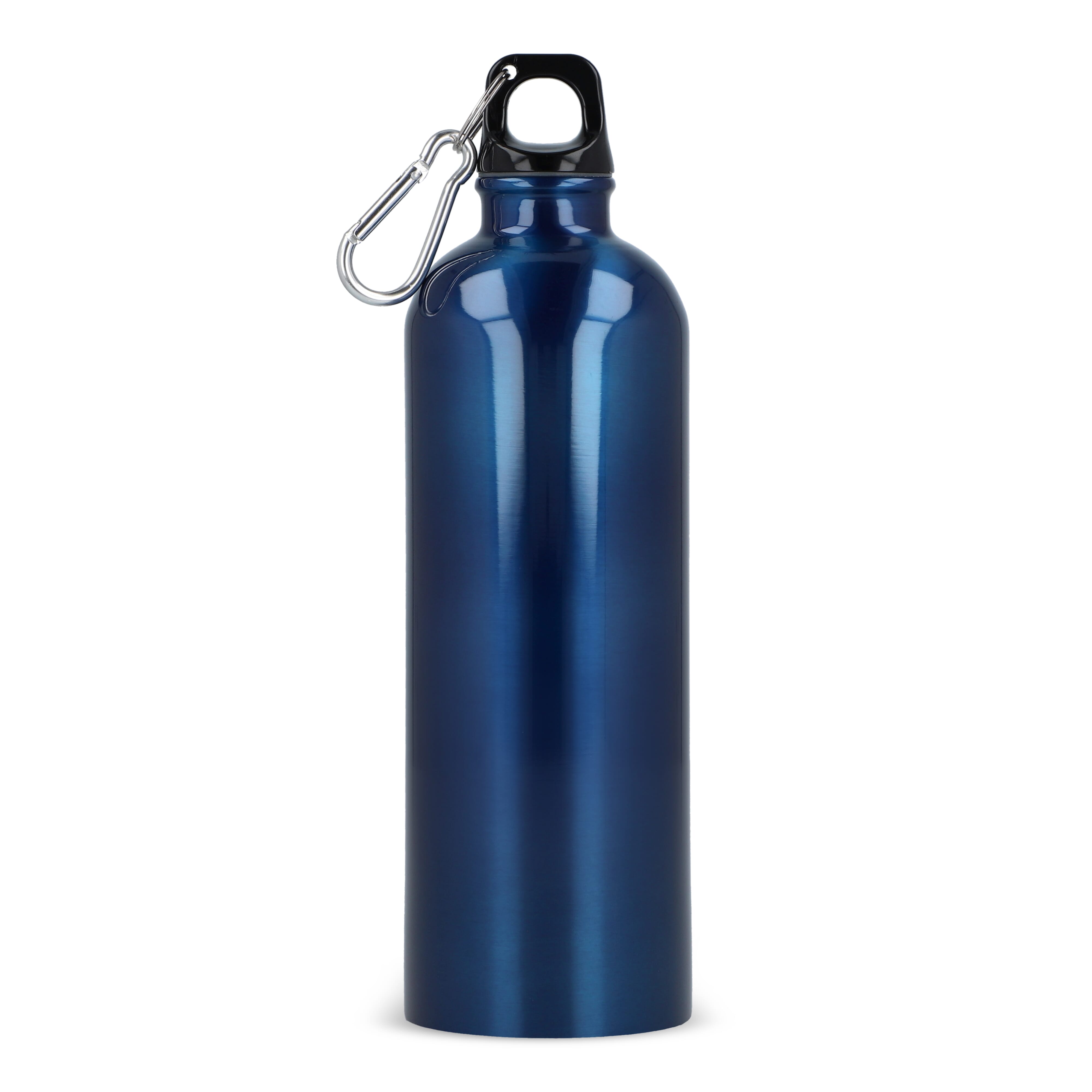 Edelstahl-Trinkflasche 750ml einwandig mit Karabiner, recycelt