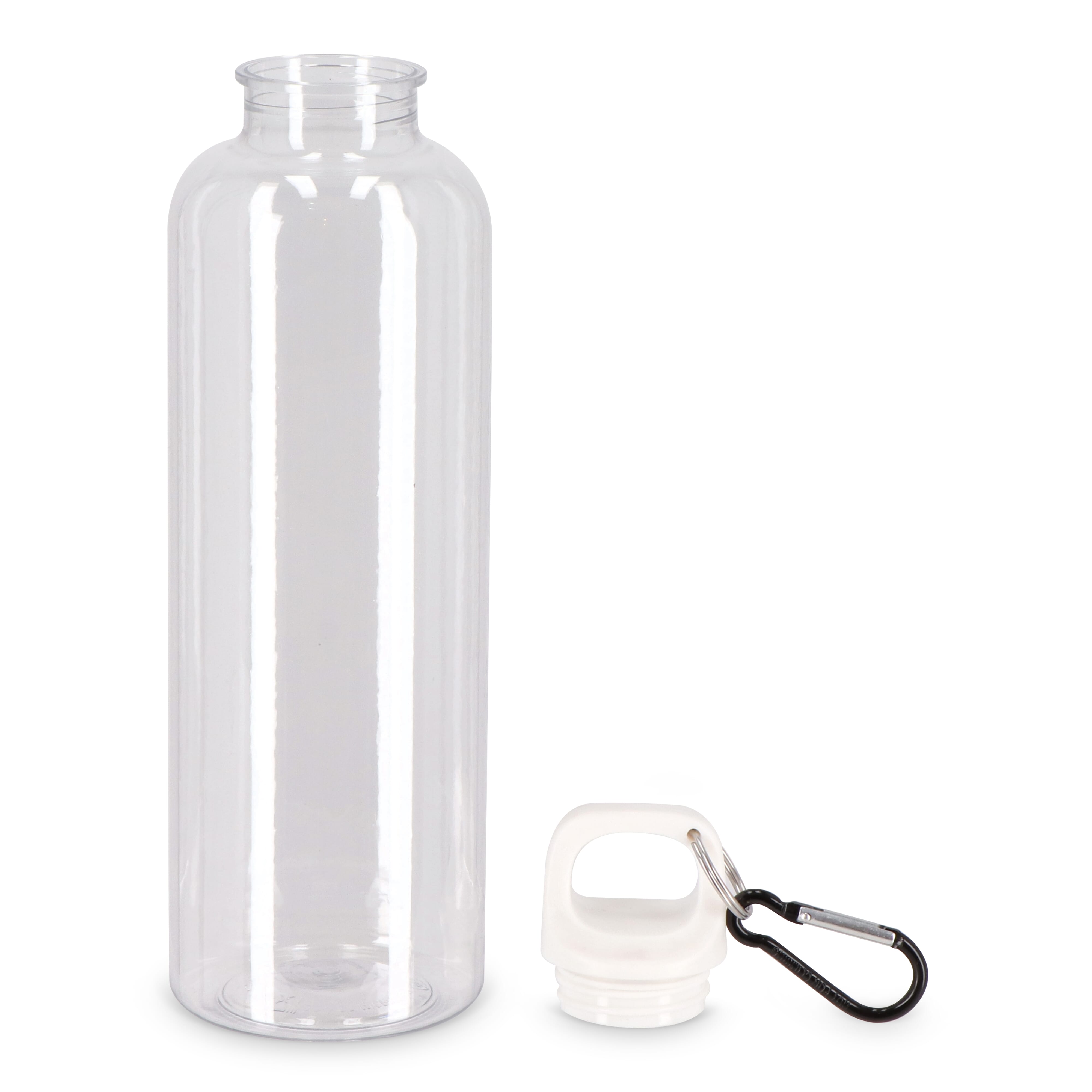 Trinkflasche R-PET 750 ml mit Karabiner – bedruckbar als Werbeartikel