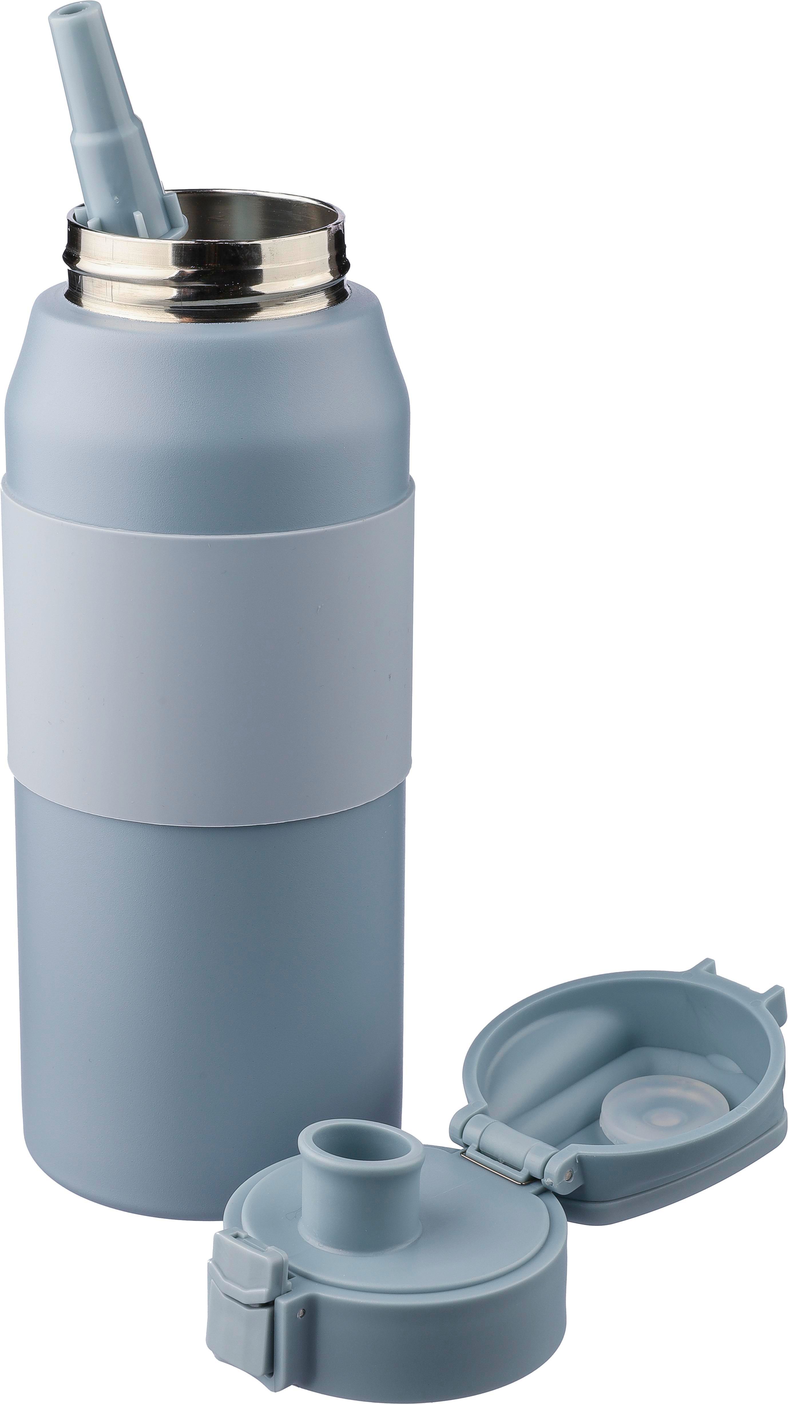 Doppelwandige Edelstahl-Trinkflasche 800 ml Katie mit Strohhalm