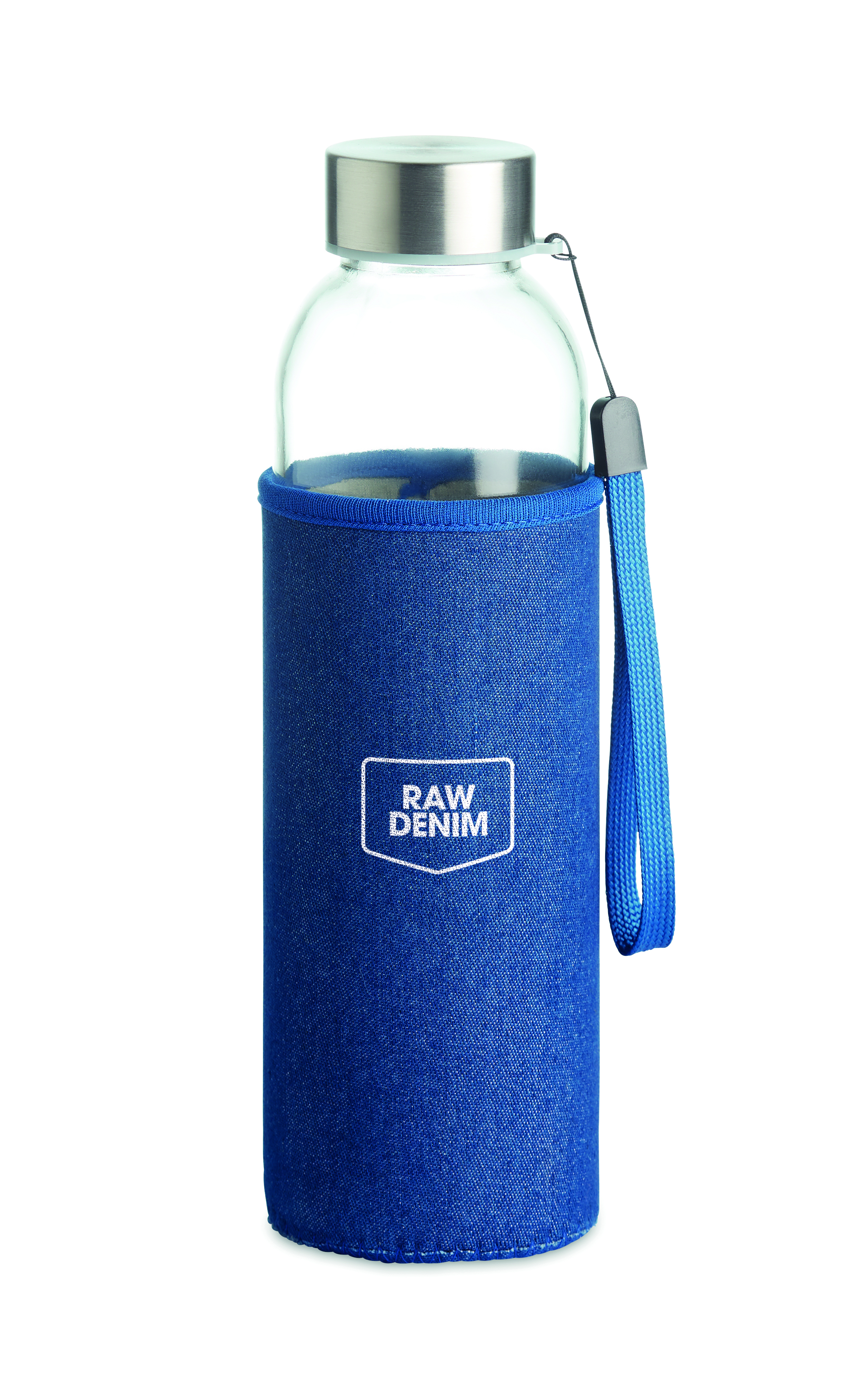 Glas-Trinkflasche 500 ml UTAH DENIM mit Neoprenhülle, bedruckbar