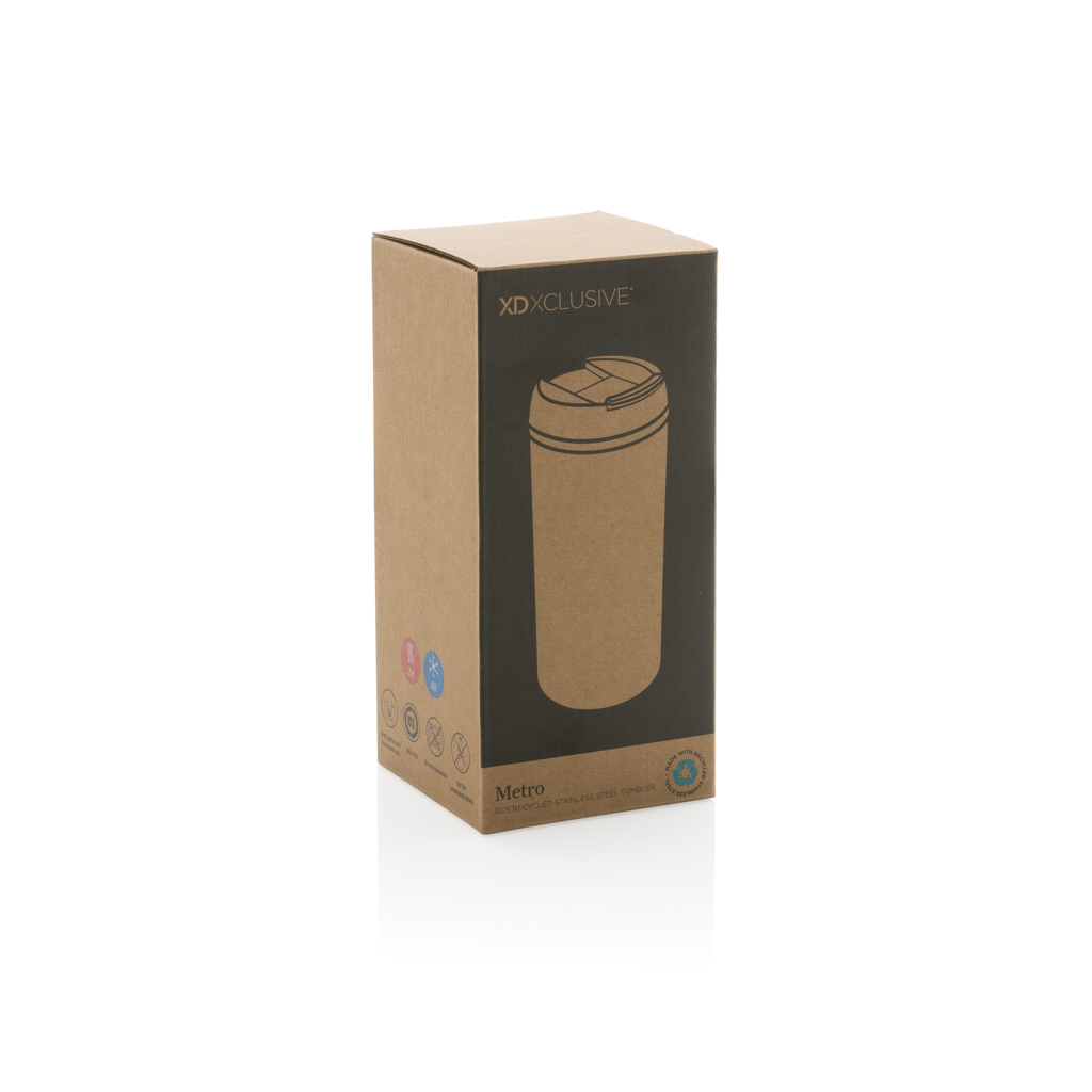 Metro Becher 300 ml – recycelter Edelstahl, RCS-zertifiziert bedruckbar als Werbegeschenk mit Aufdruck - Farbe: Weiß | XDP435-043