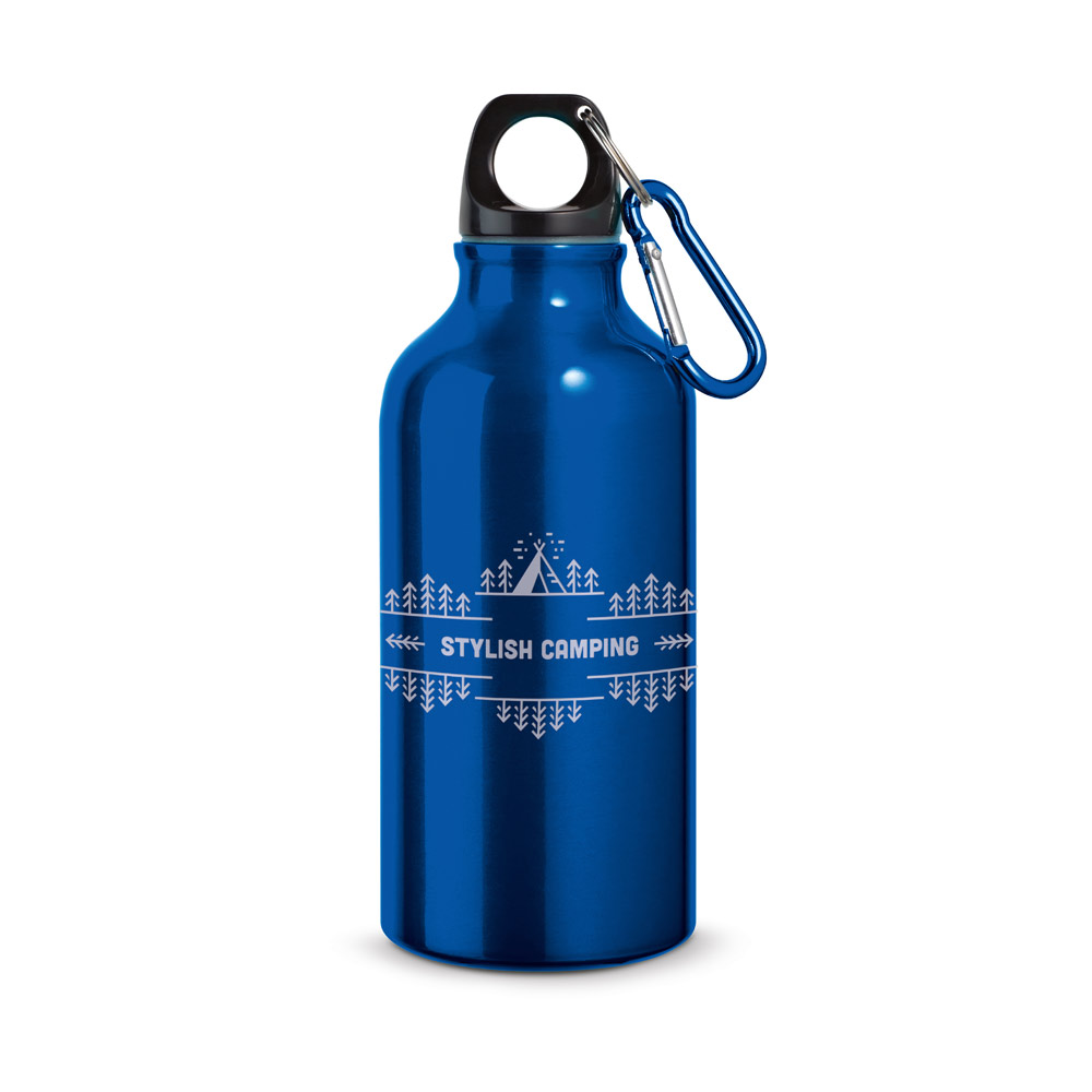 Aluminium-Sportflasche 400 ml mit Karabiner, bedruckbar - LANDSCAPE S