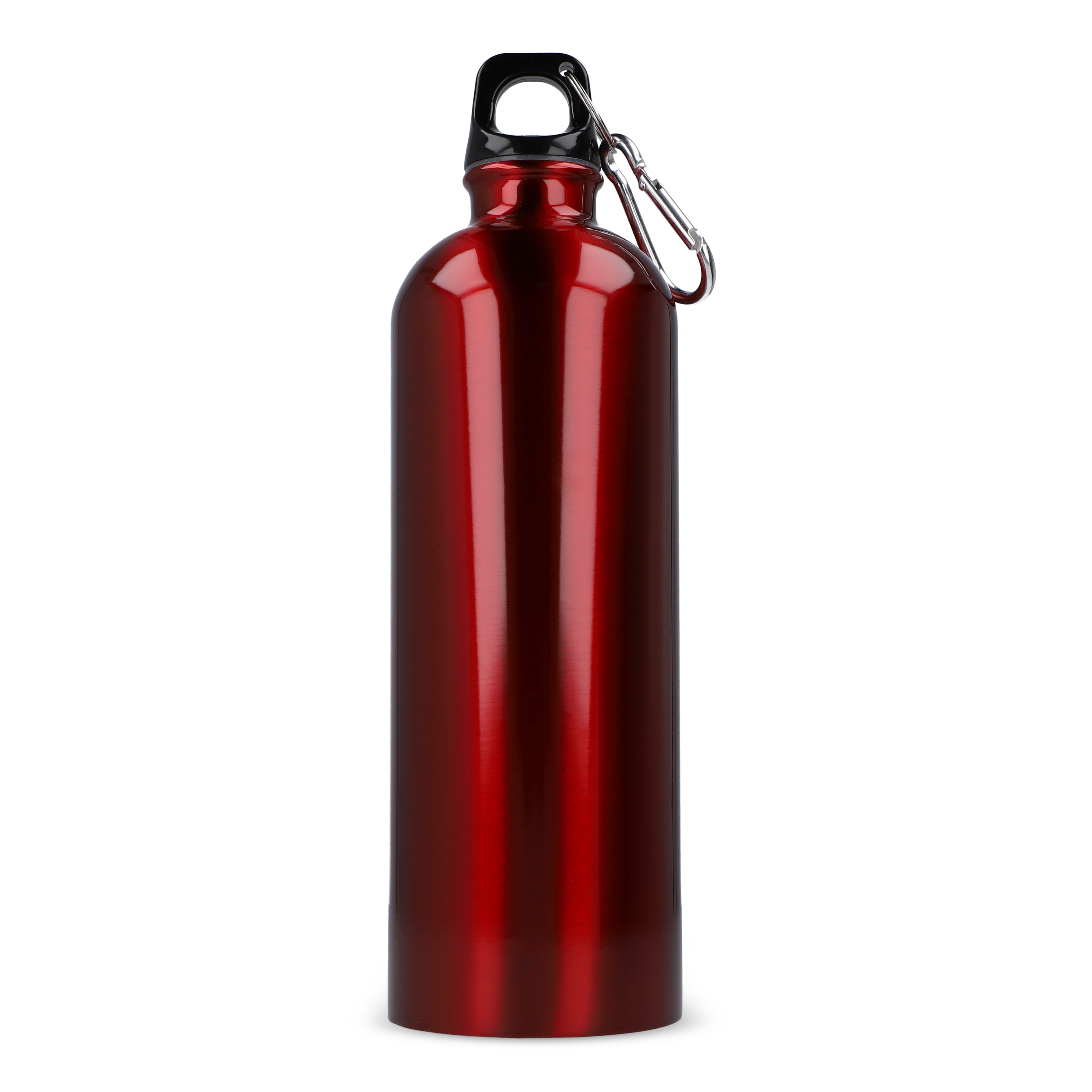 Edelstahl-Trinkflasche 750ml einwandig mit Karabiner, recycelt