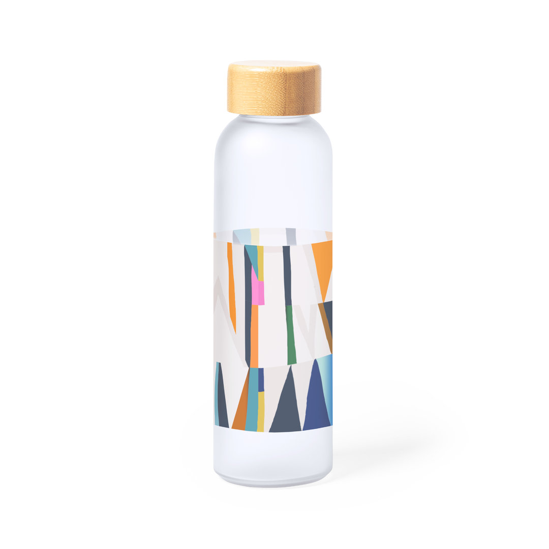 Sublimations-Trinkflasche Kaory – Glasflasche 500 ml mit Bambus-Schraubverschluss