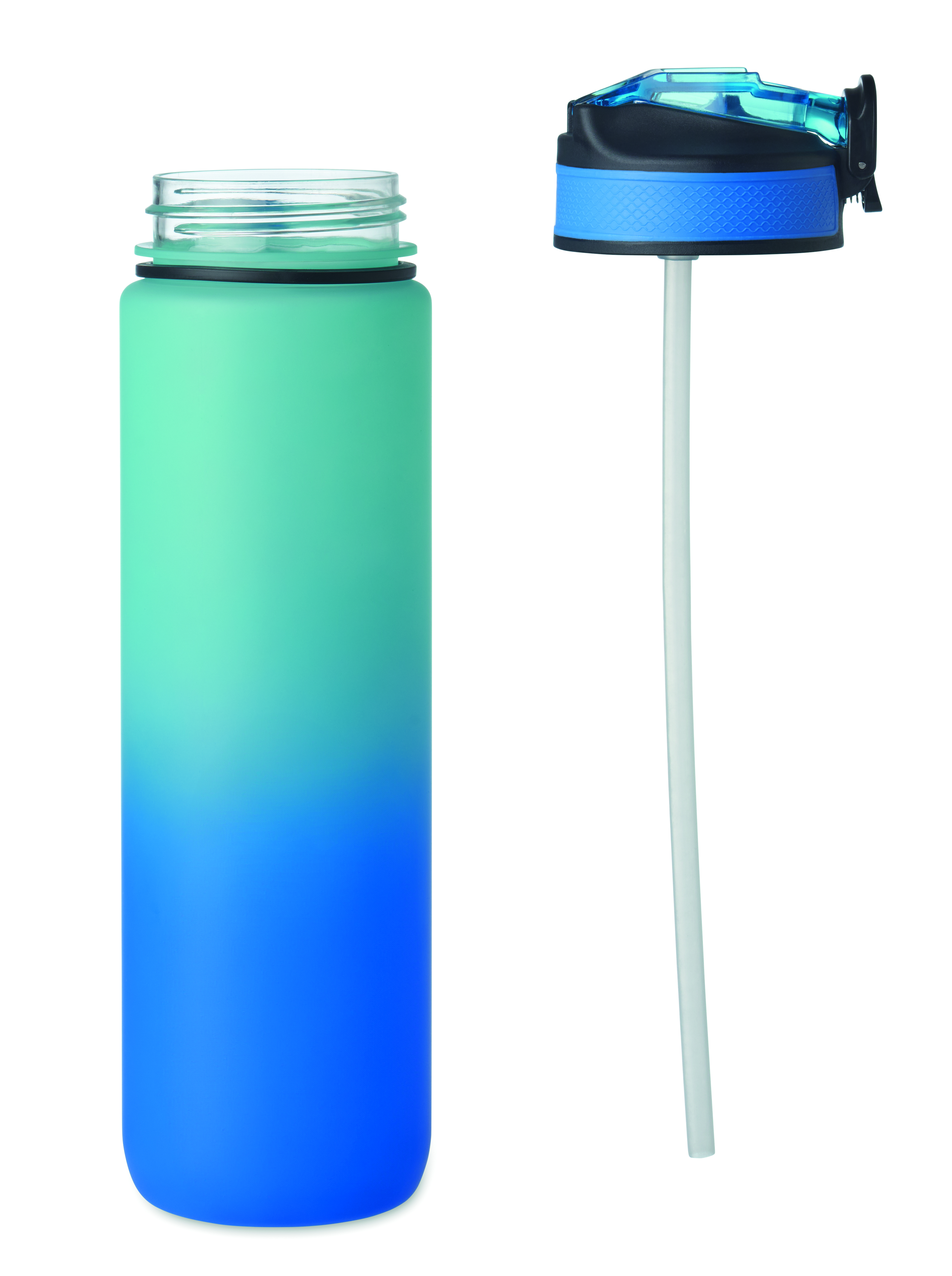 Sport-Trinkflasche RPET 1L ACTIVATE mit Trinkhalm & Zeitmarkierung