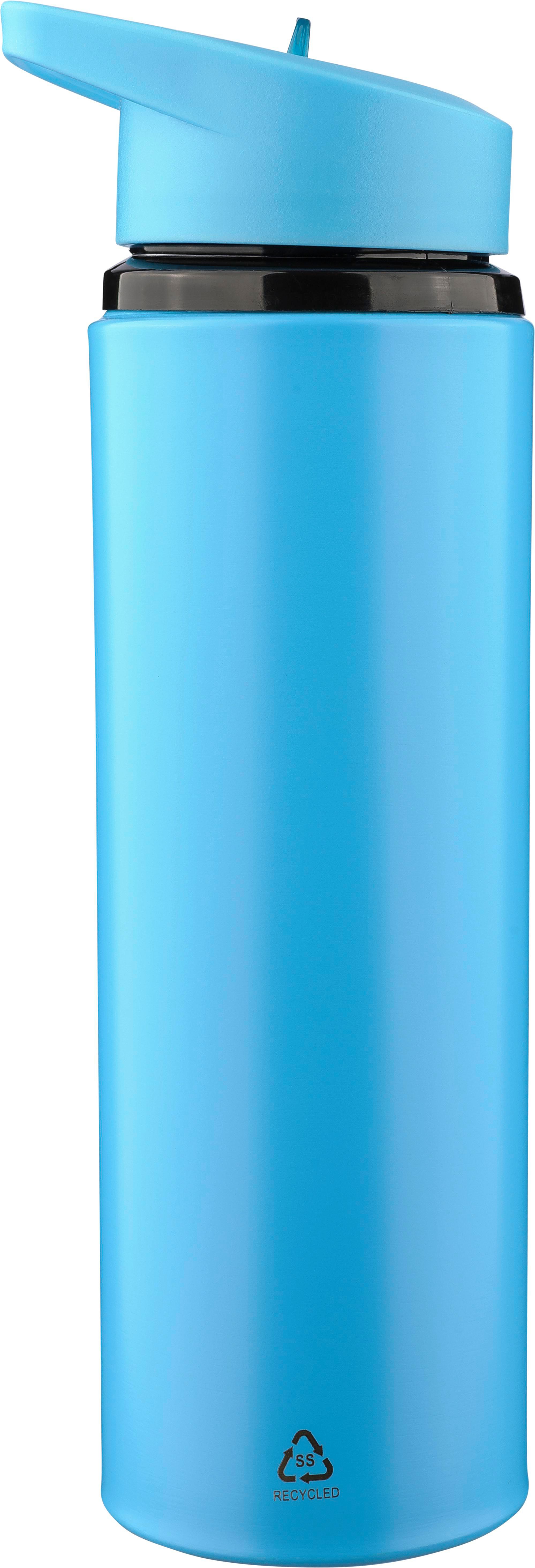 Trinkflasche Edelstahl 500 ml Zeno – recycelt, mit Strohhalm, bedruckbar