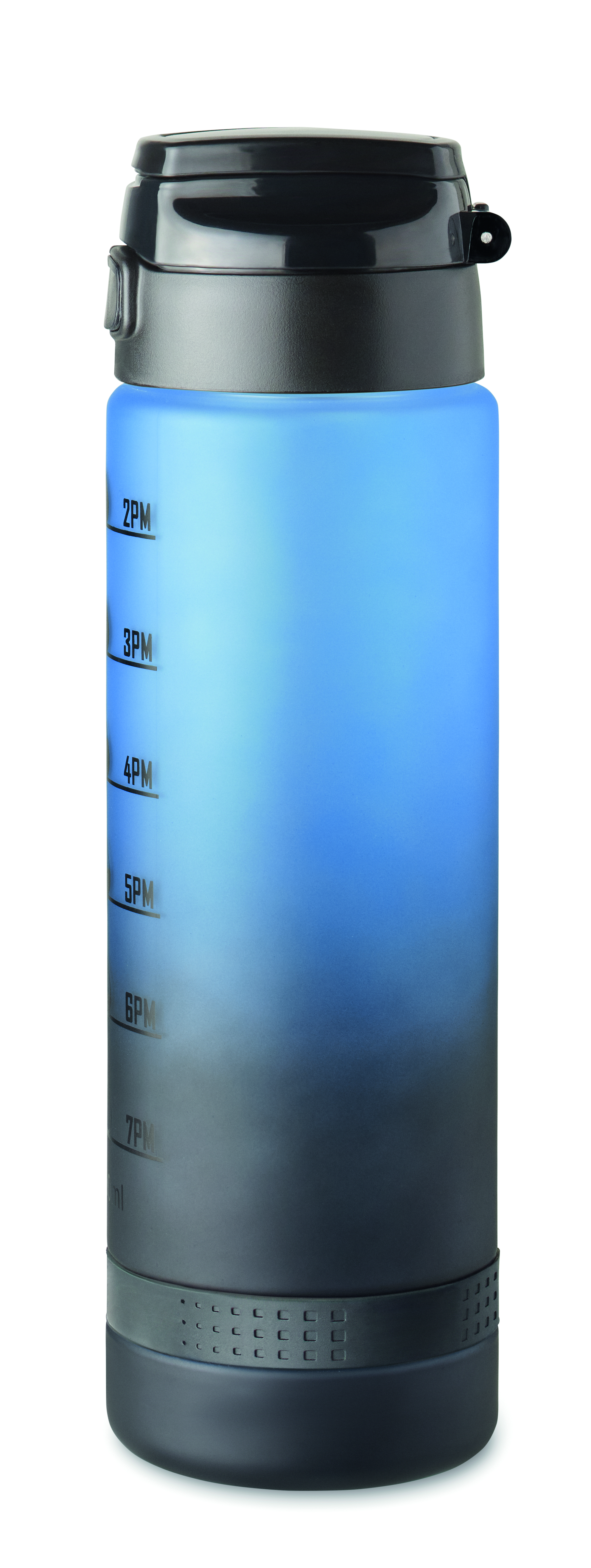 Sport-Trinkflasche RPET 1L LEVEL mit Zeitmarkierung & Flip-Top