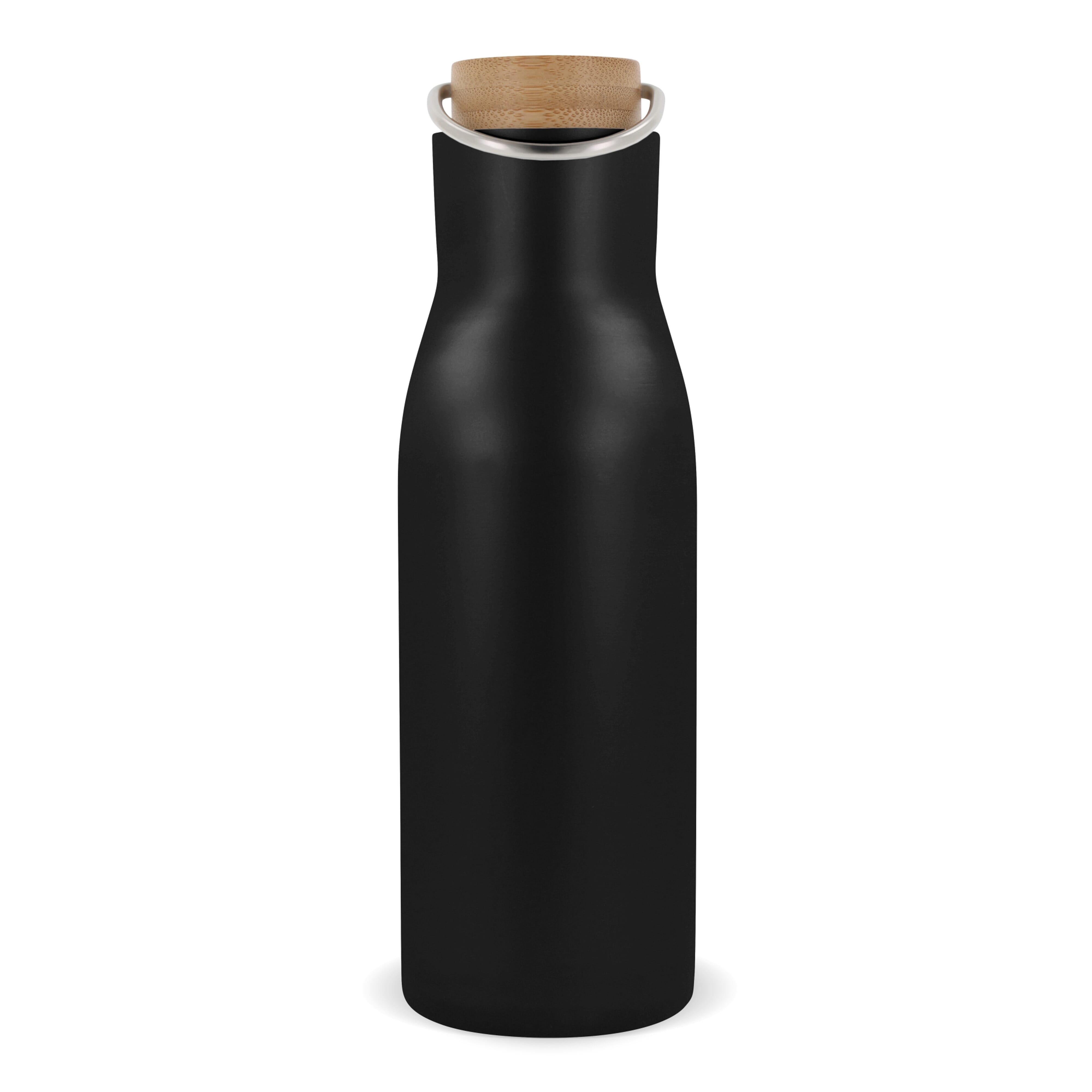 Isolierflasche 500 ml mit Bambusdeckel - Edelstahl, bedruckbar