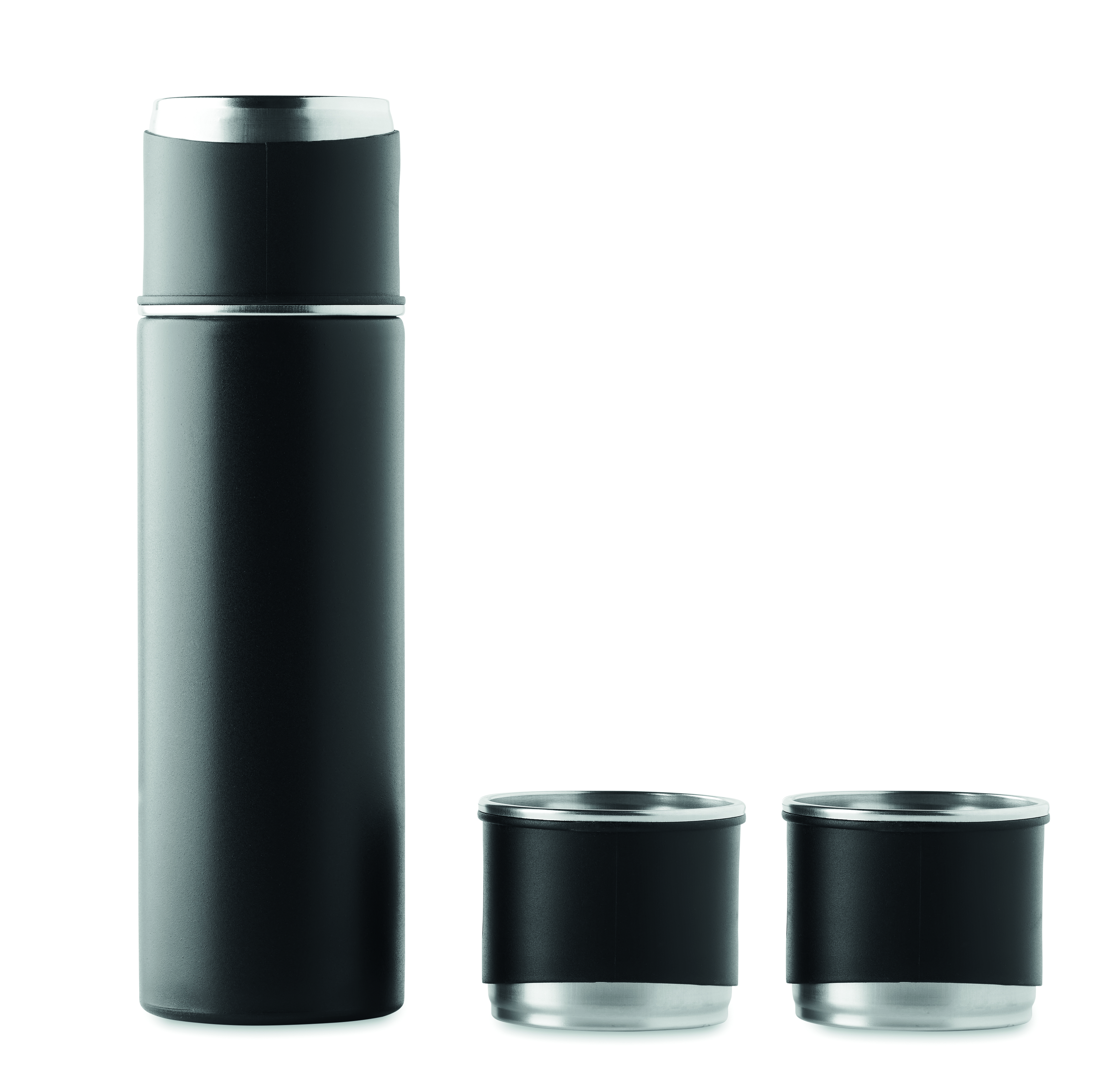 Edelstahl Isolierflaschen-Set SHARM 4-tlg. mit Bechern 420 ml bedruckbar