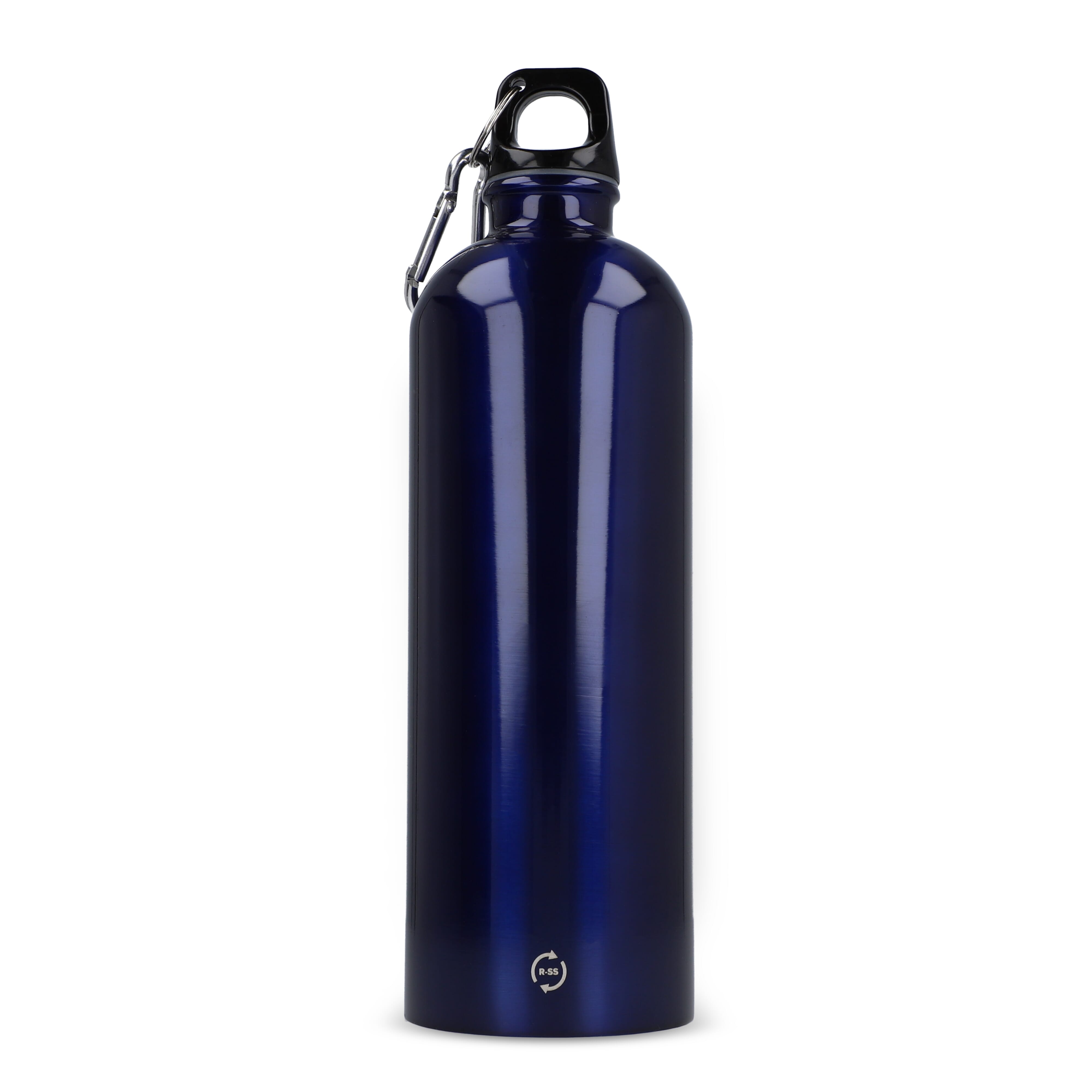 Edelstahl-Trinkflasche 750ml einwandig mit Karabiner, recycelt