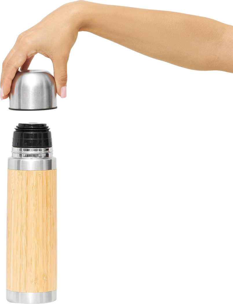 Vakuum-Isolierkanne BAMBOO SPACE - Edelstahl, Bambus, 450 ml, bedruckbar