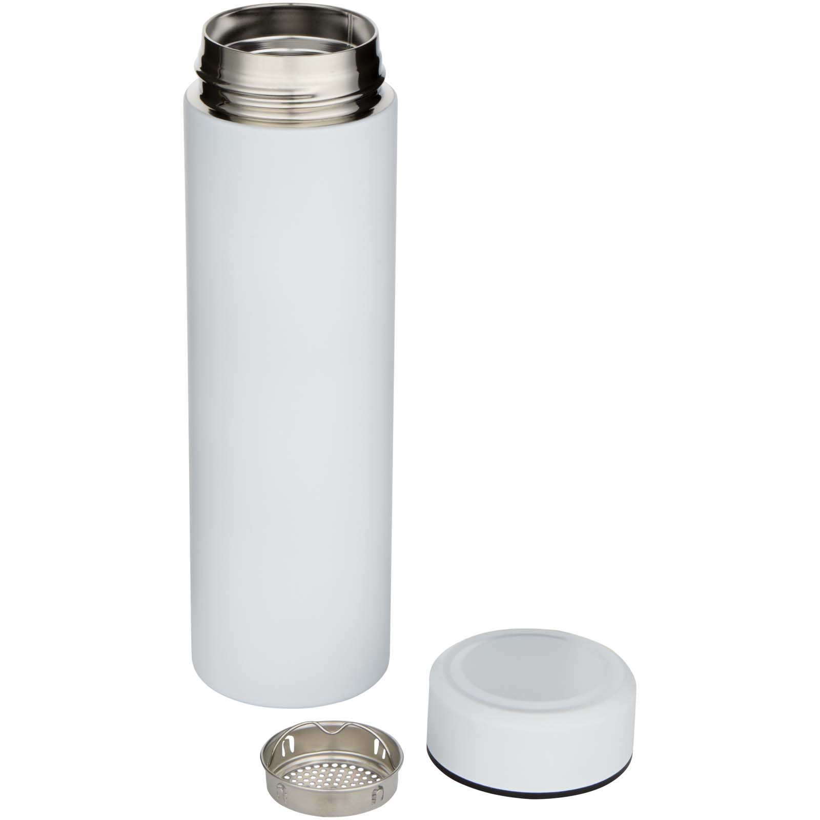 Edelstahl Isolierflasche 450 ml Taylor mit Teesieb – Doppelwand, bedruckbar