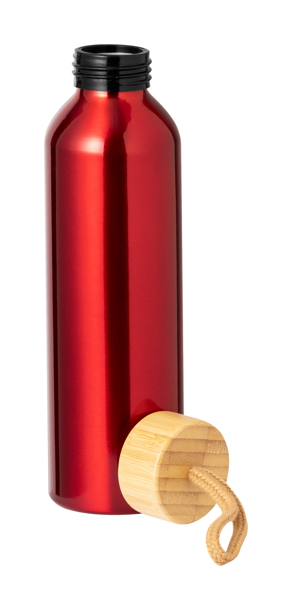 Trinkflasche 600 ml aus recyceltem Aluminium mit Bambusdeckel