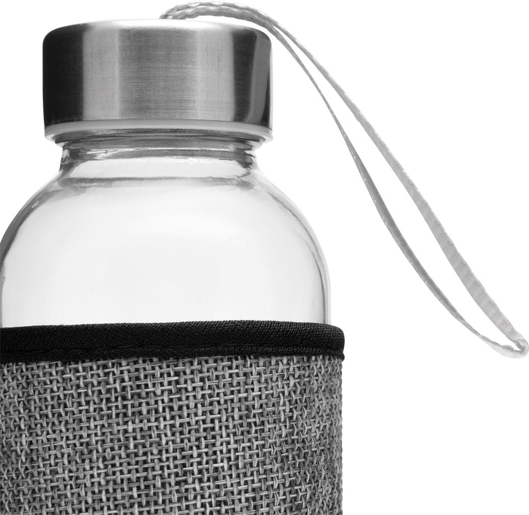 Glas-Trinkflasche TAKE JUTY 450 ml mit Jute-Hülle & Edelstahldeckel