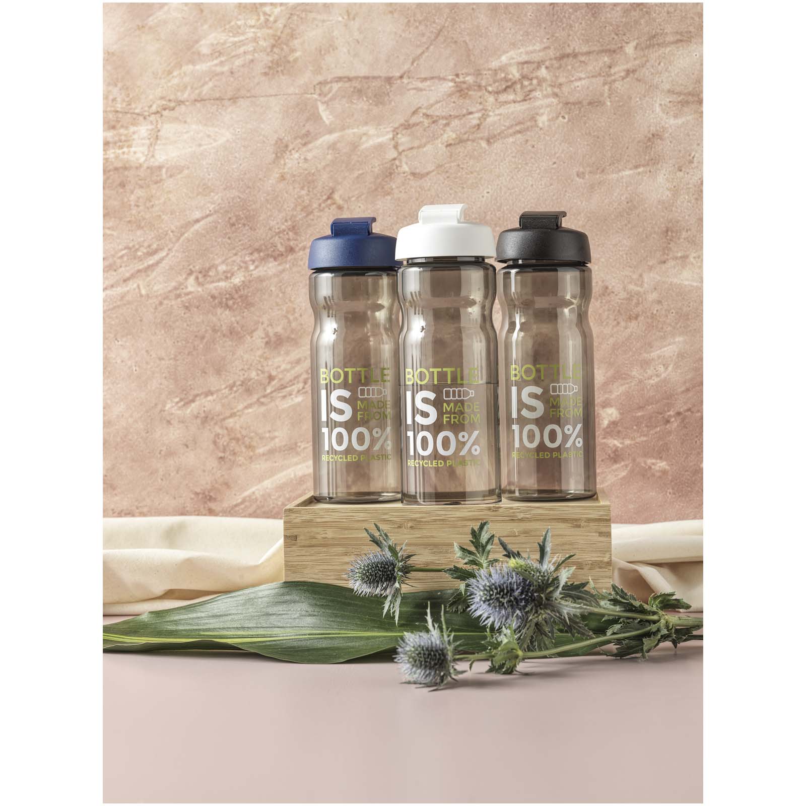 H2O Active® Sportflasche 650 ml aus recyceltem Kunststoff, Klappdeckel