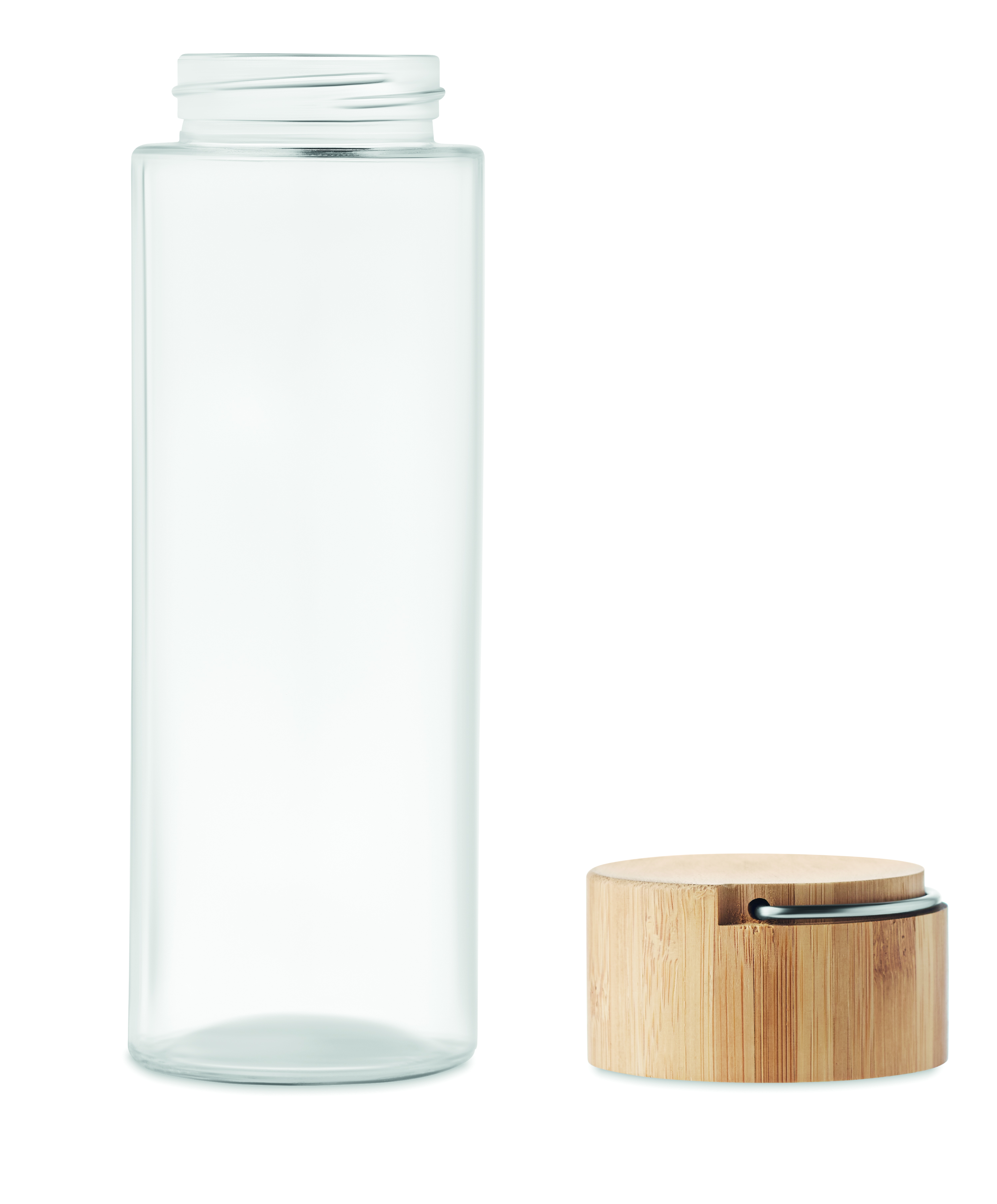 Glas-Trinkflasche 500 ml AMELAND mit Bambus-Verschluss, bedruckbar