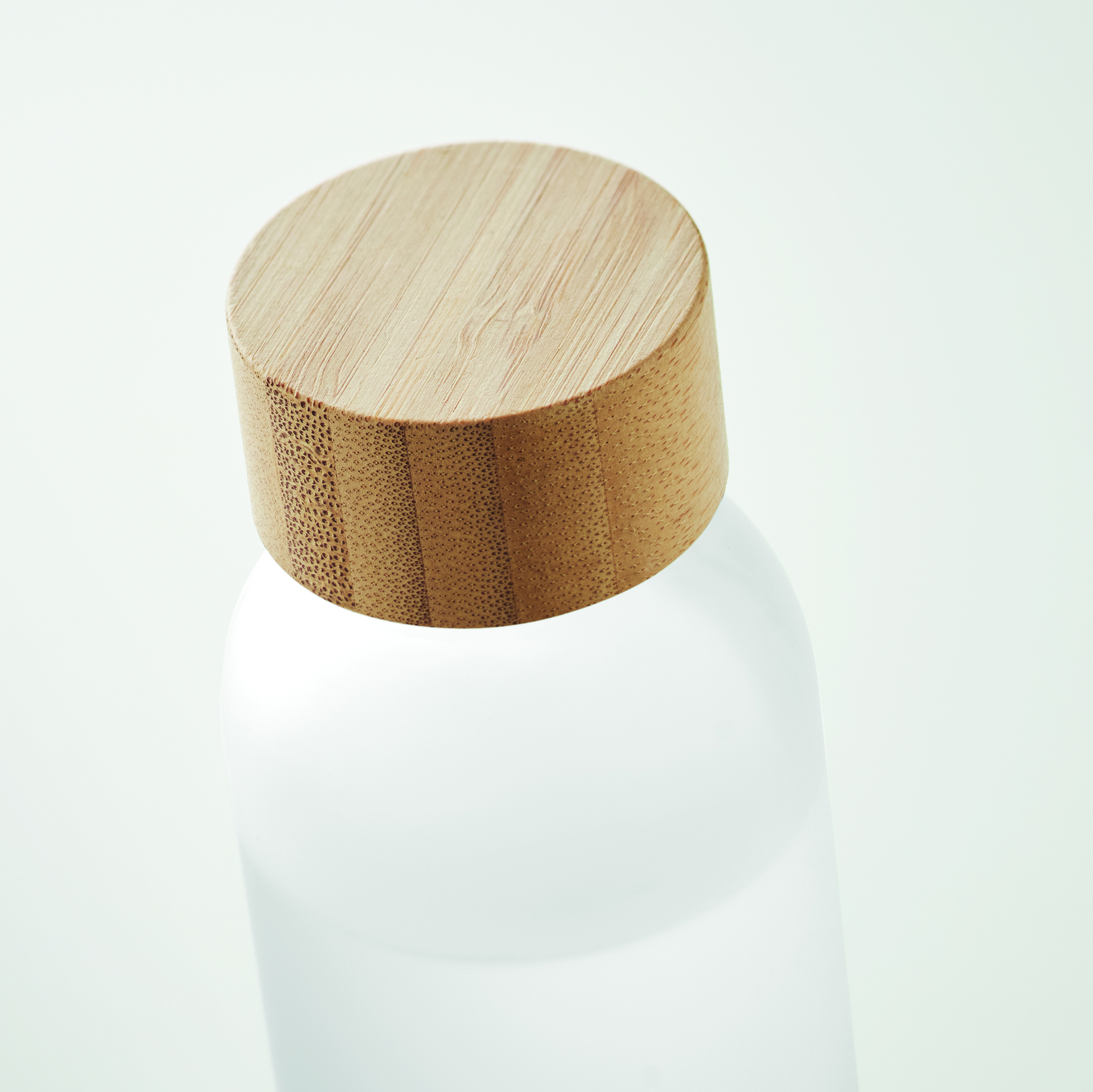 Glasflasche 500 ml mit Bambusdeckel - bedruckbar, auslaufsicher