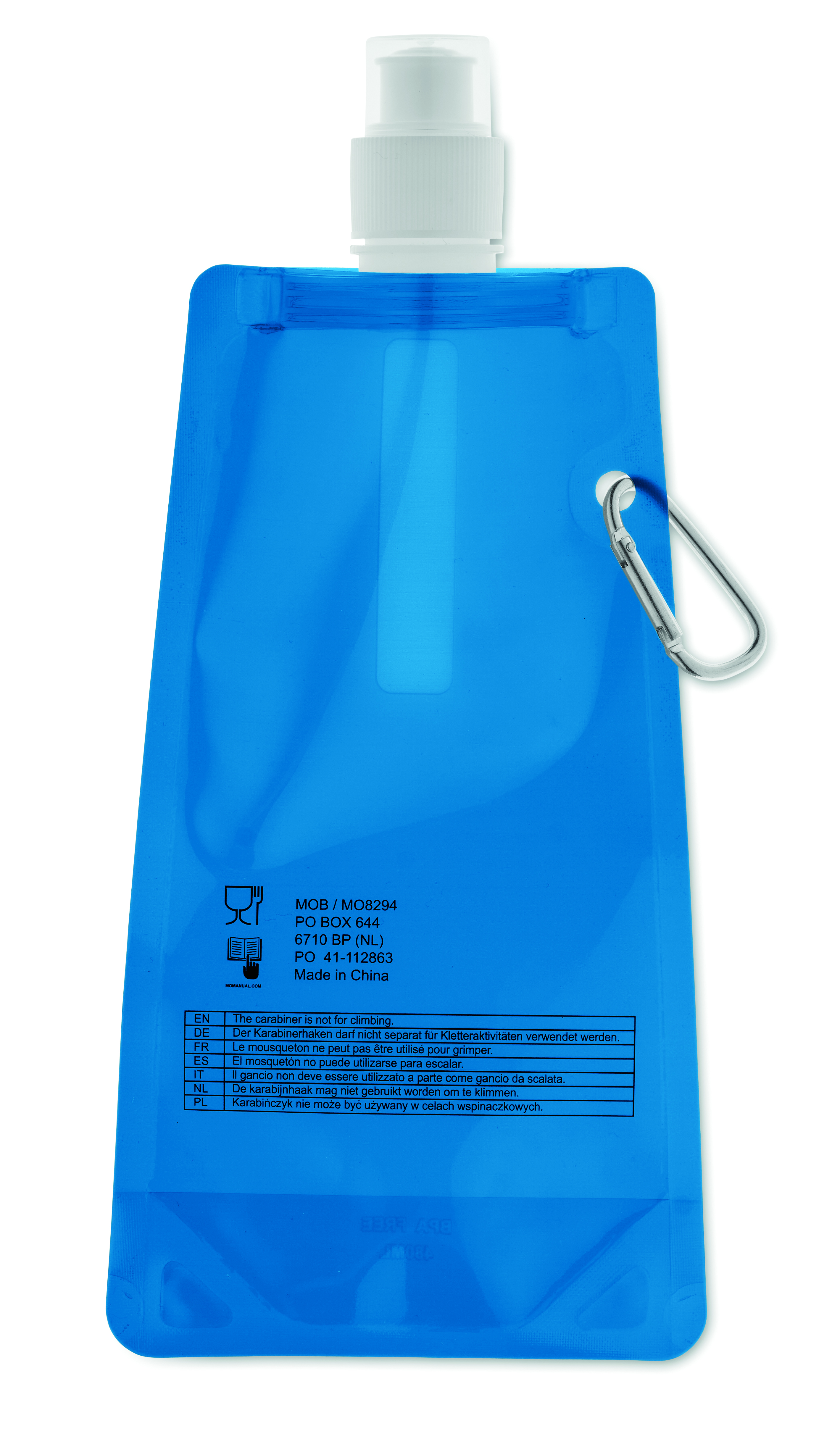 Faltbare Wasserflasche GATES aus PET, 480 ml – bedruckbar