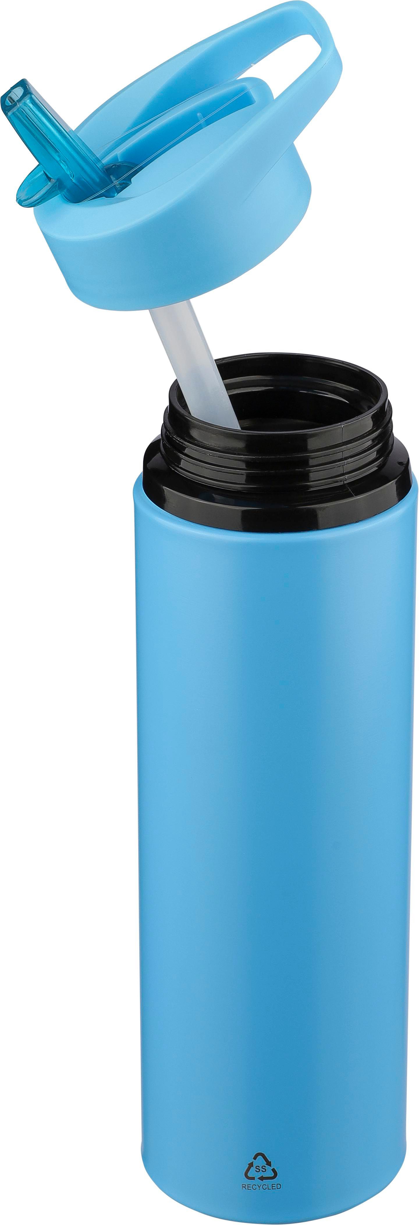Trinkflasche Edelstahl 500 ml Zeno – recycelt, mit Strohhalm, bedruckbar
